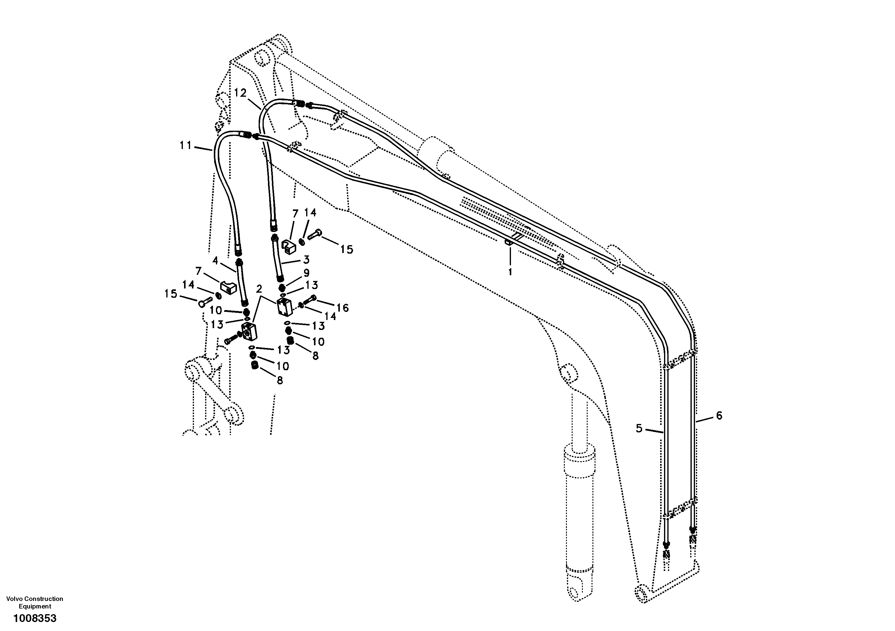 Схема запчастей Volvo EC55B - 34907 Working hydraulic, hammer and shear for boom 