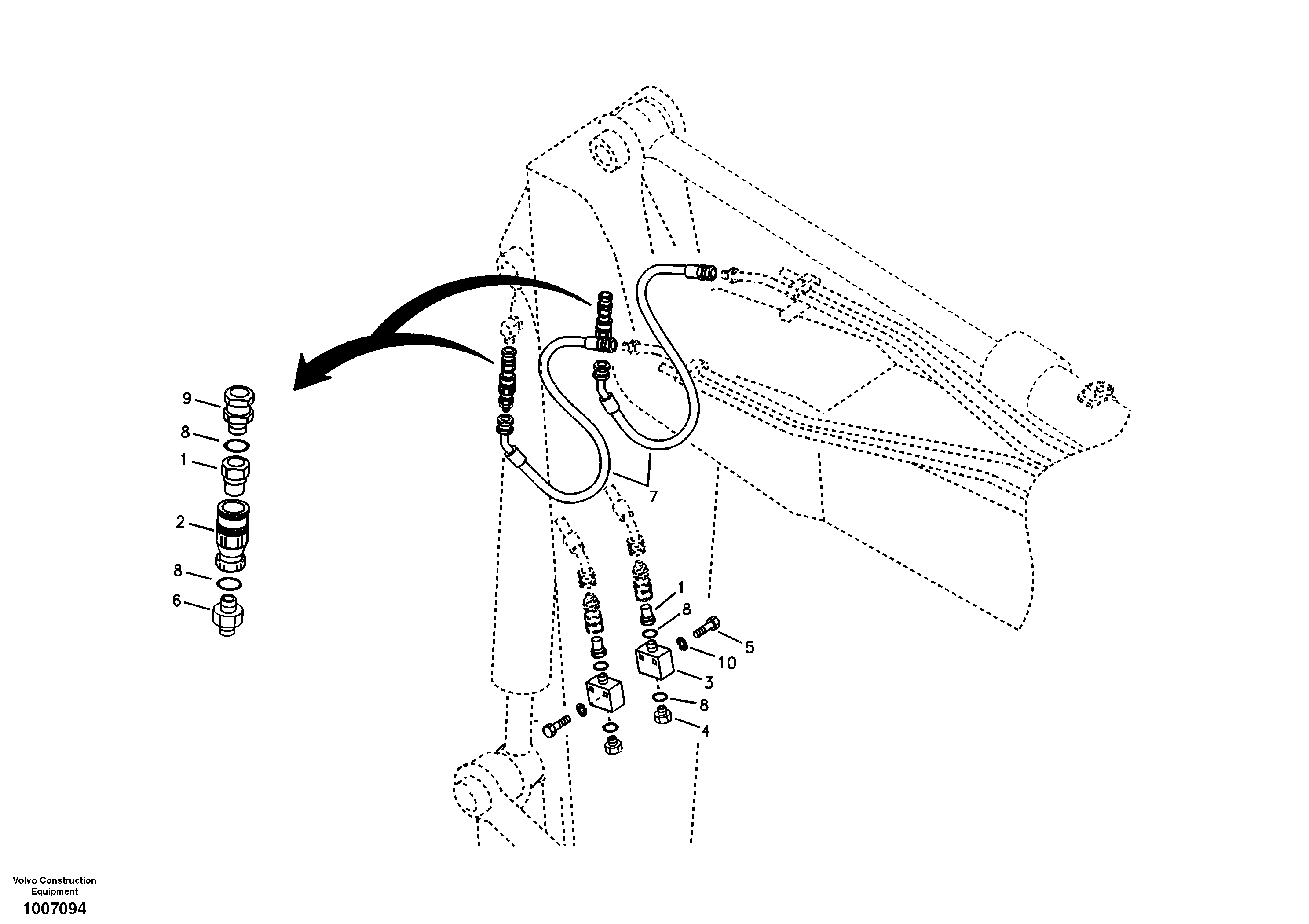 Схема запчастей Volvo EC55B - 94304 Working hydraulic, clamshell 