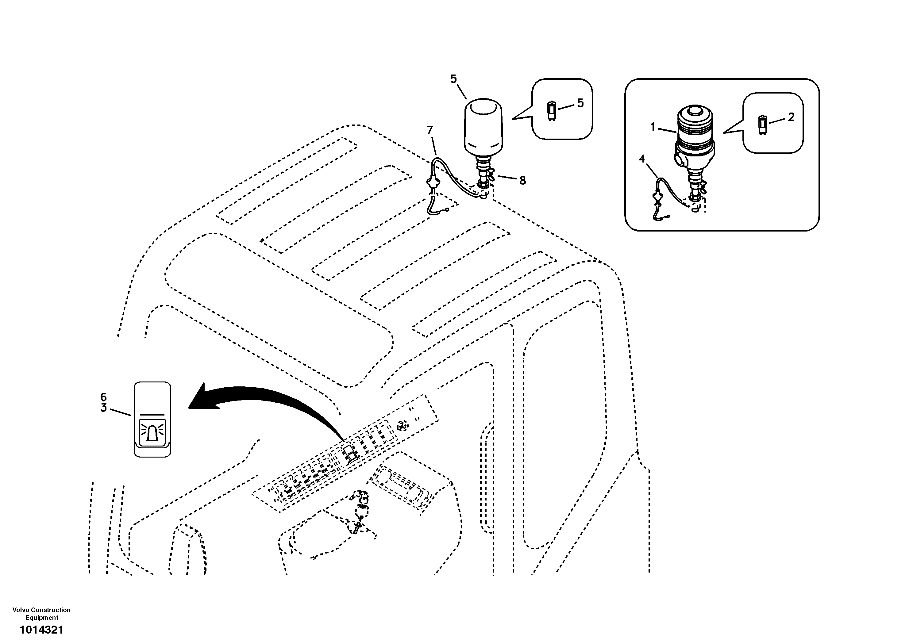 Схема запчастей Volvo EW55B - 3791 Rotating beacon 
