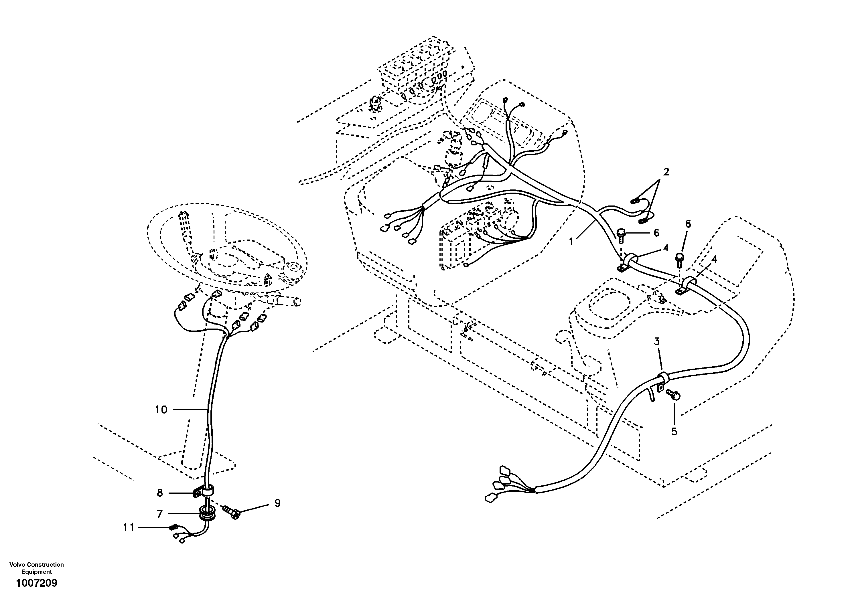 Схема запчастей Volvo EW55B - 94393 Cable and wire harness, instrument panel 