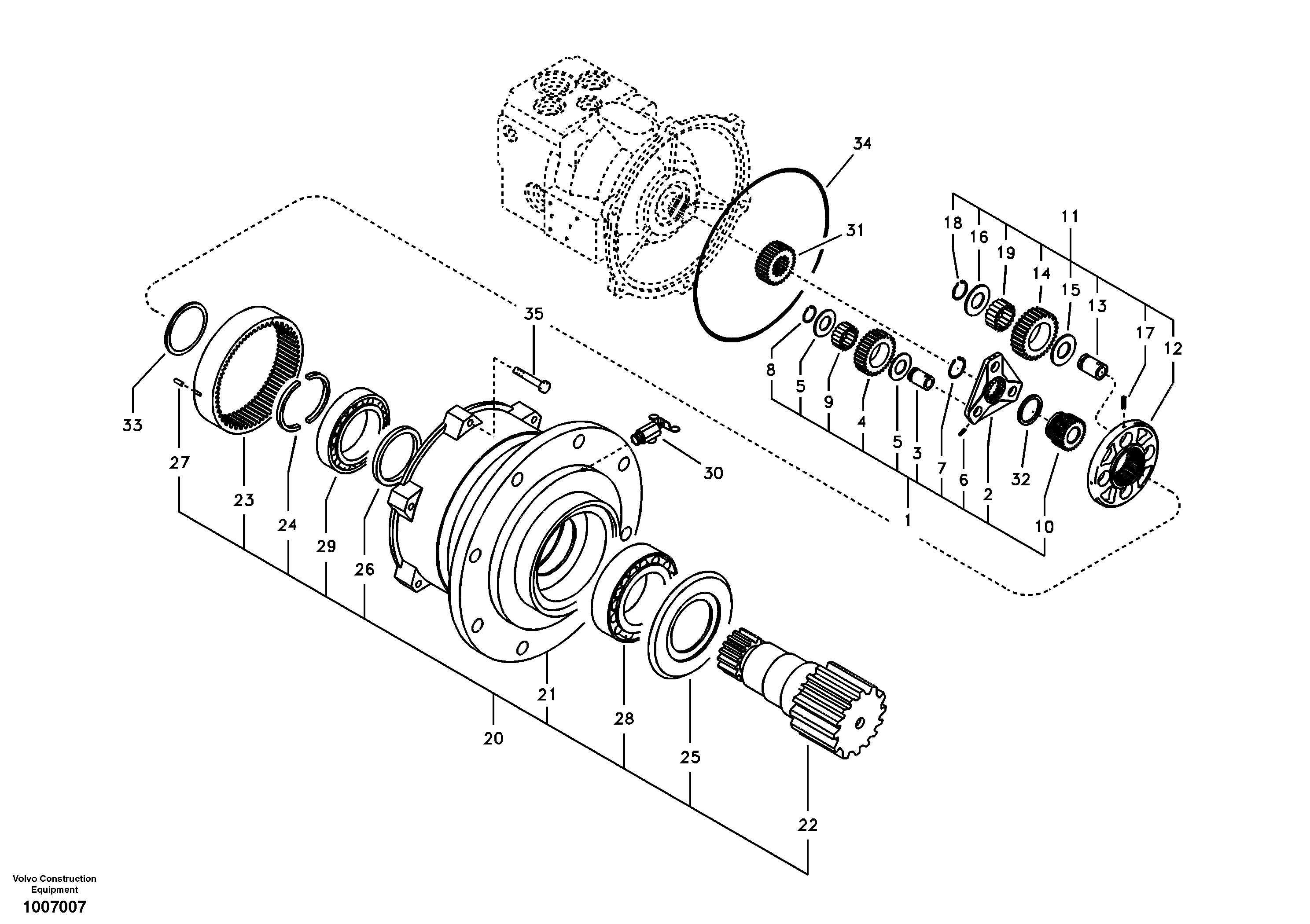 Схема запчастей Volvo EW55B - 4402 Swing gearbox 