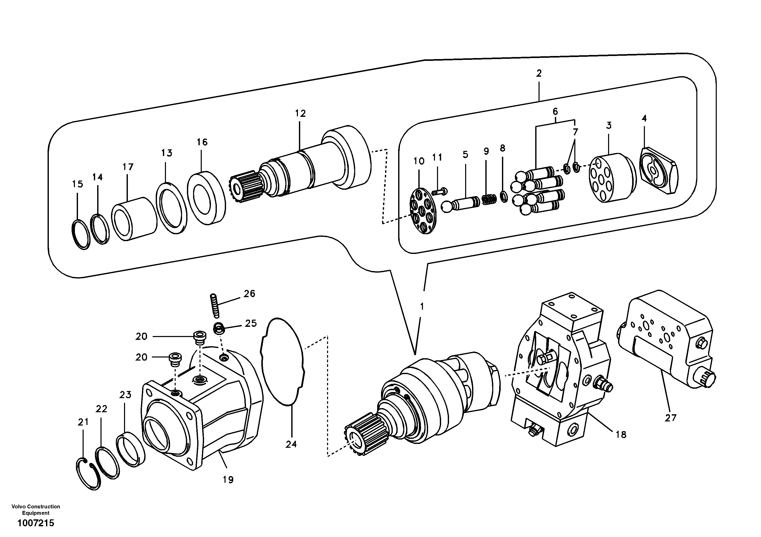 Схема запчастей Volvo EW55B - 103744 Гидромотор хода 