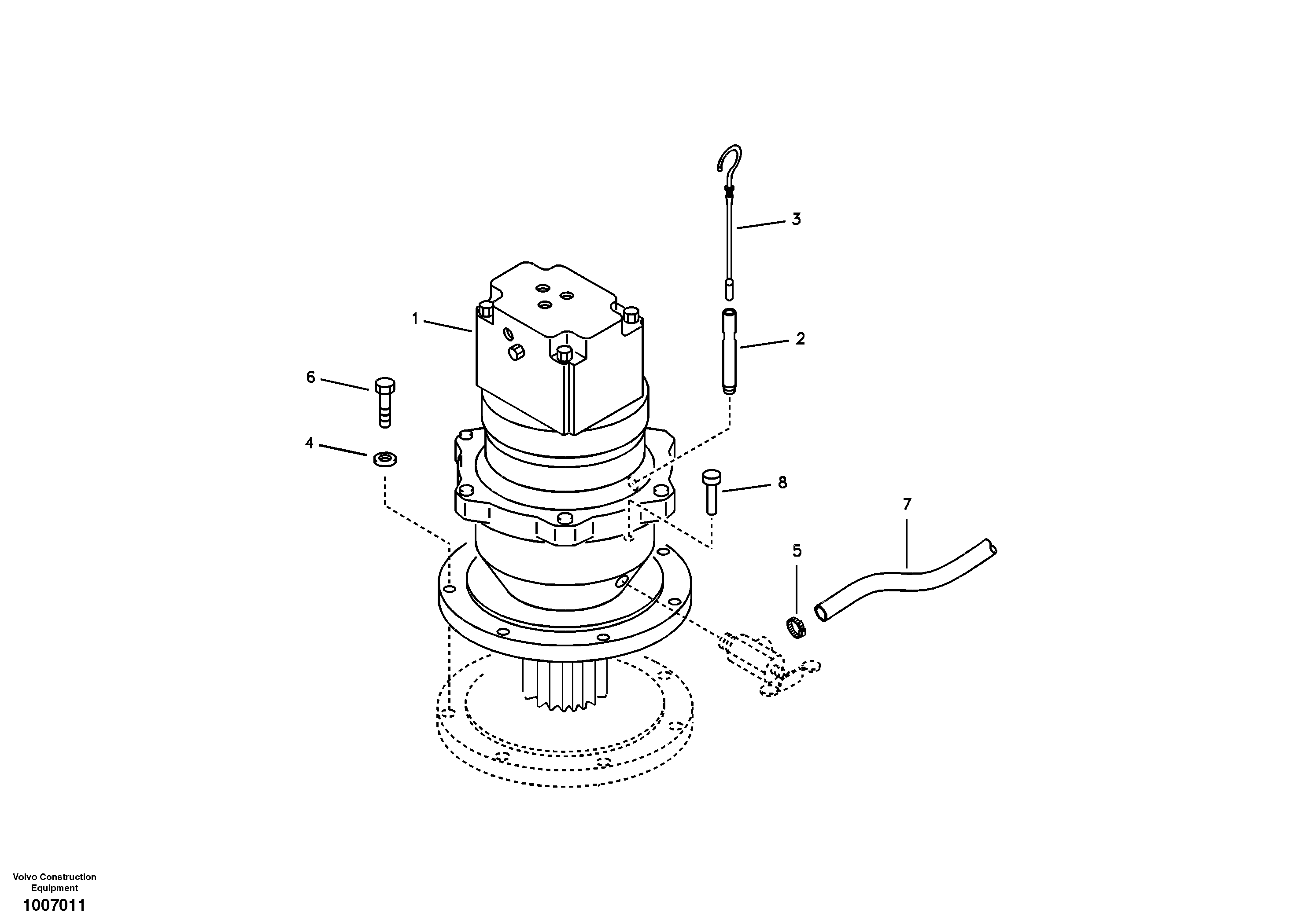 Схема запчастей Volvo EW55B - 4418 Swing motor with mounting parts 