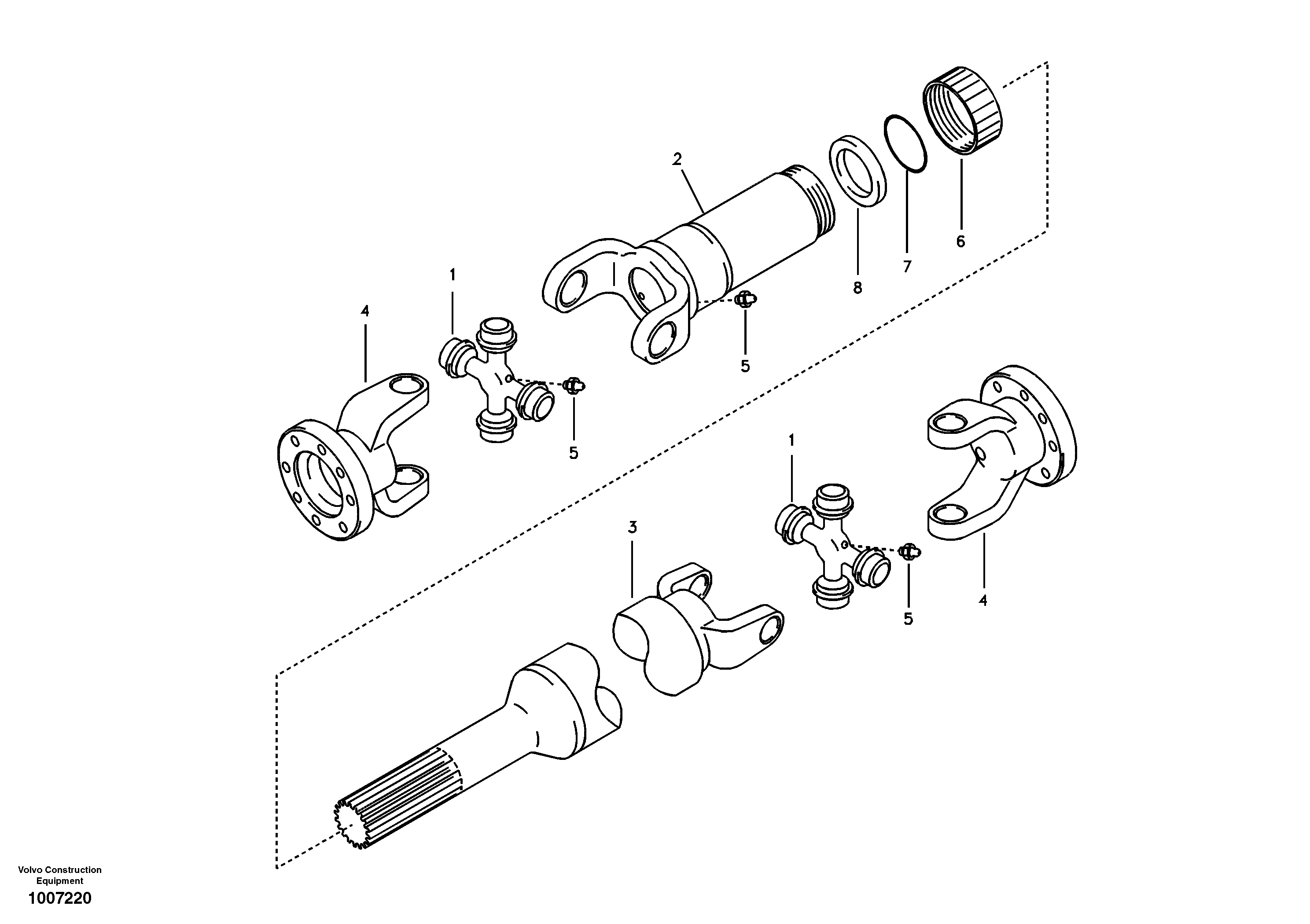 Схема запчастей Volvo EW55B - 4433 Propeller shaft, front 