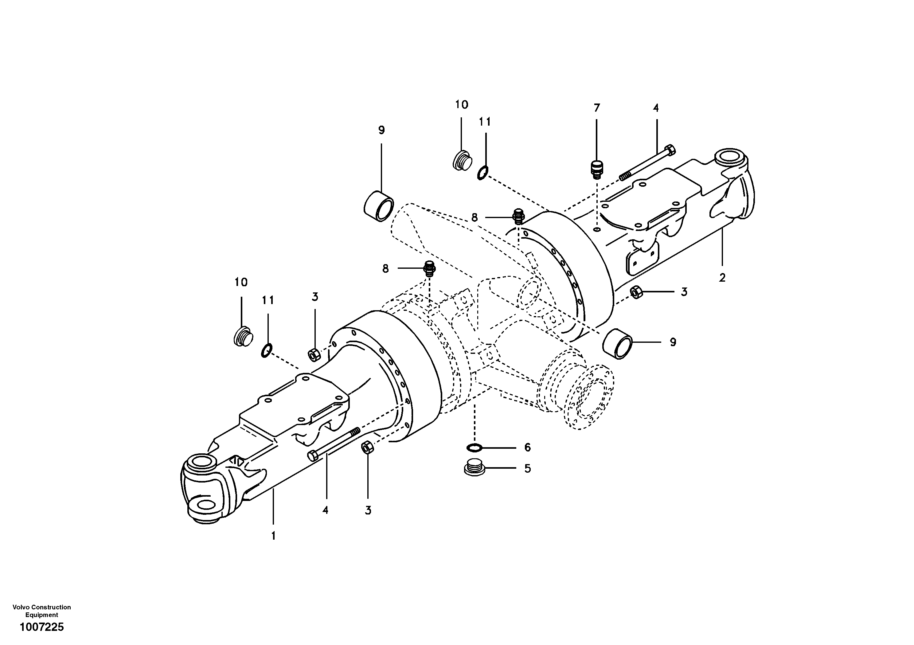 Схема запчастей Volvo EW55B - 4445 Housing, front axle 