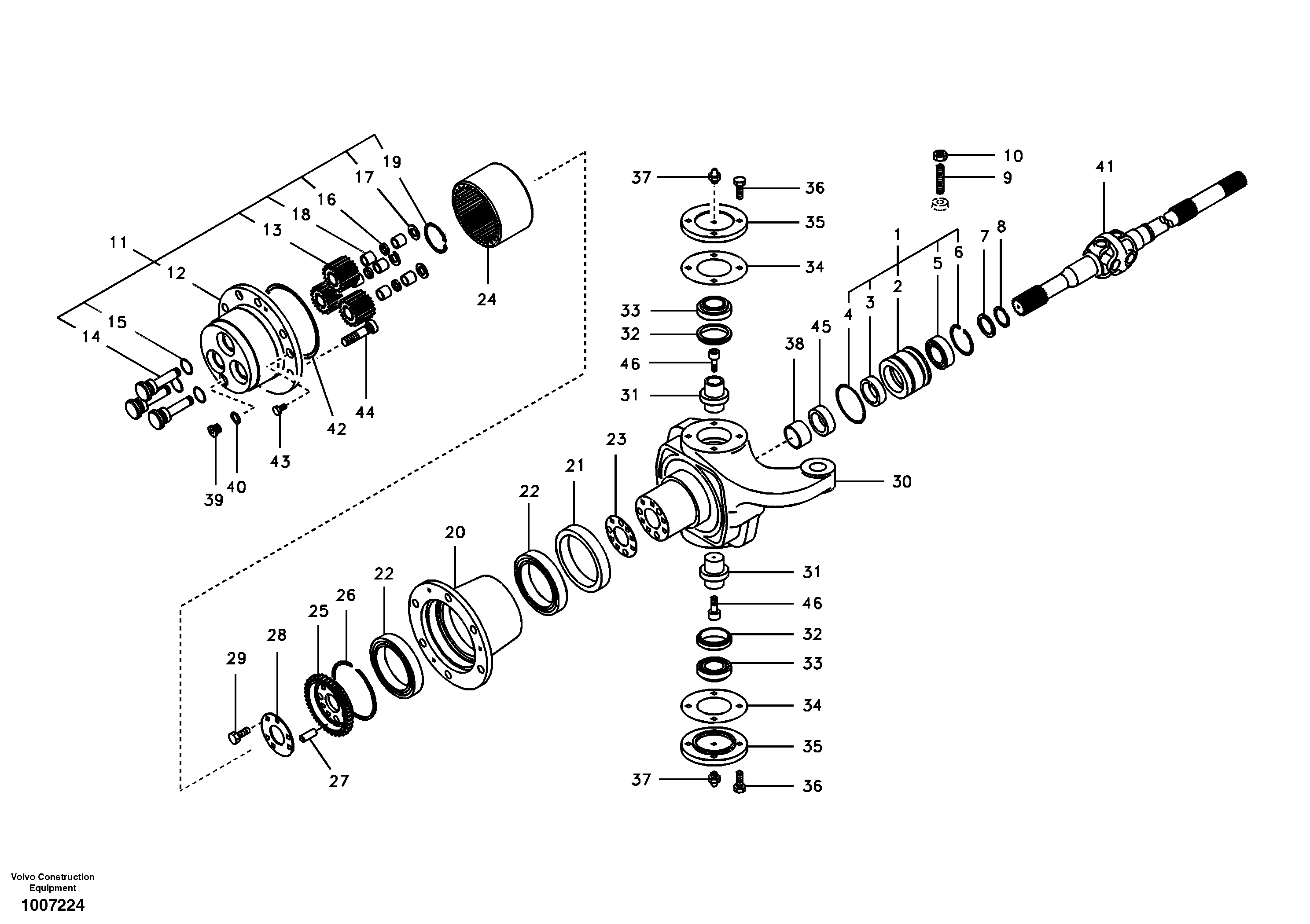 Схема запчастей Volvo EW55B - 76953 Hub reduction, front axle 