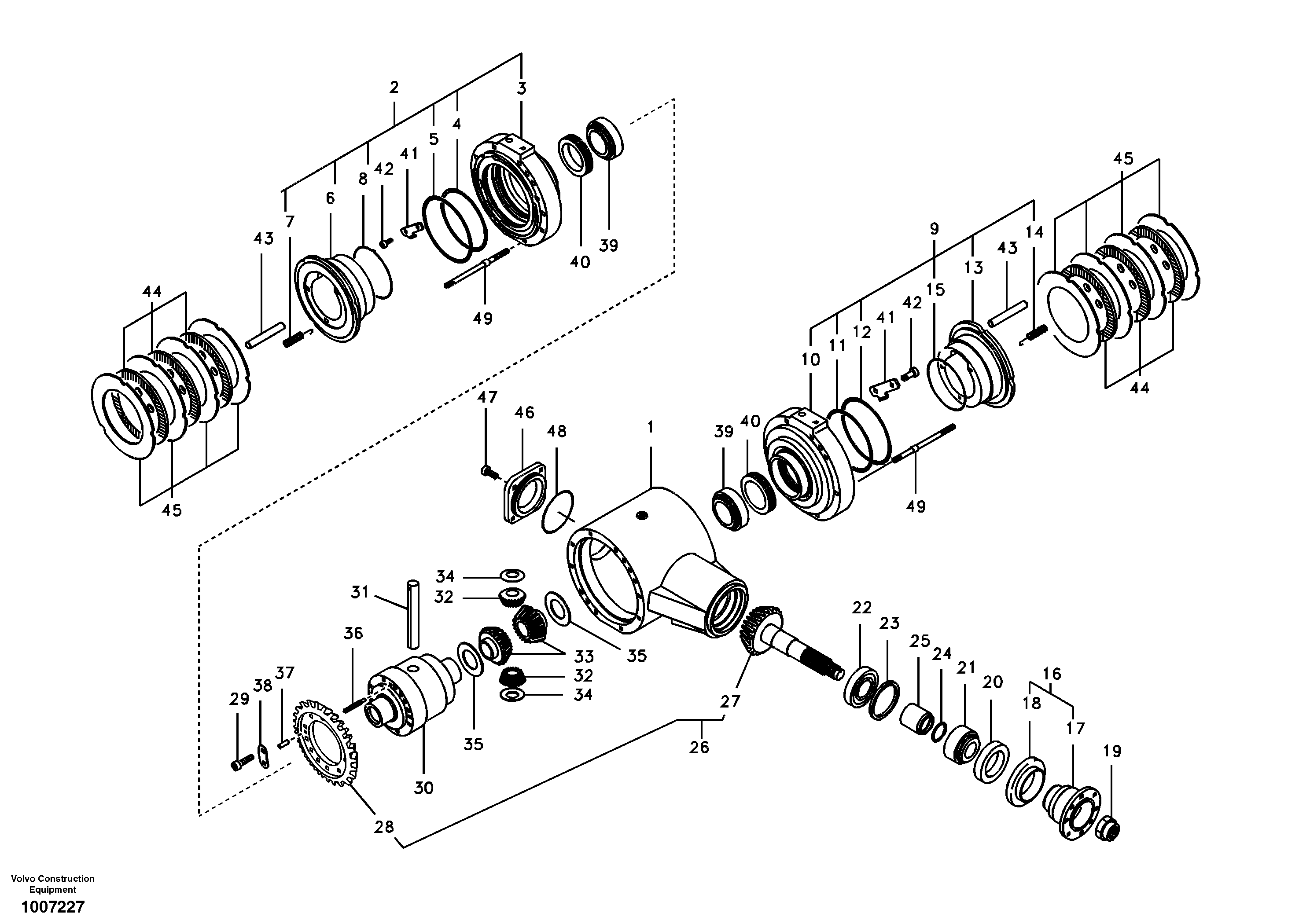 Схема запчастей Volvo EW55B - 14882 Differential , rear axle 