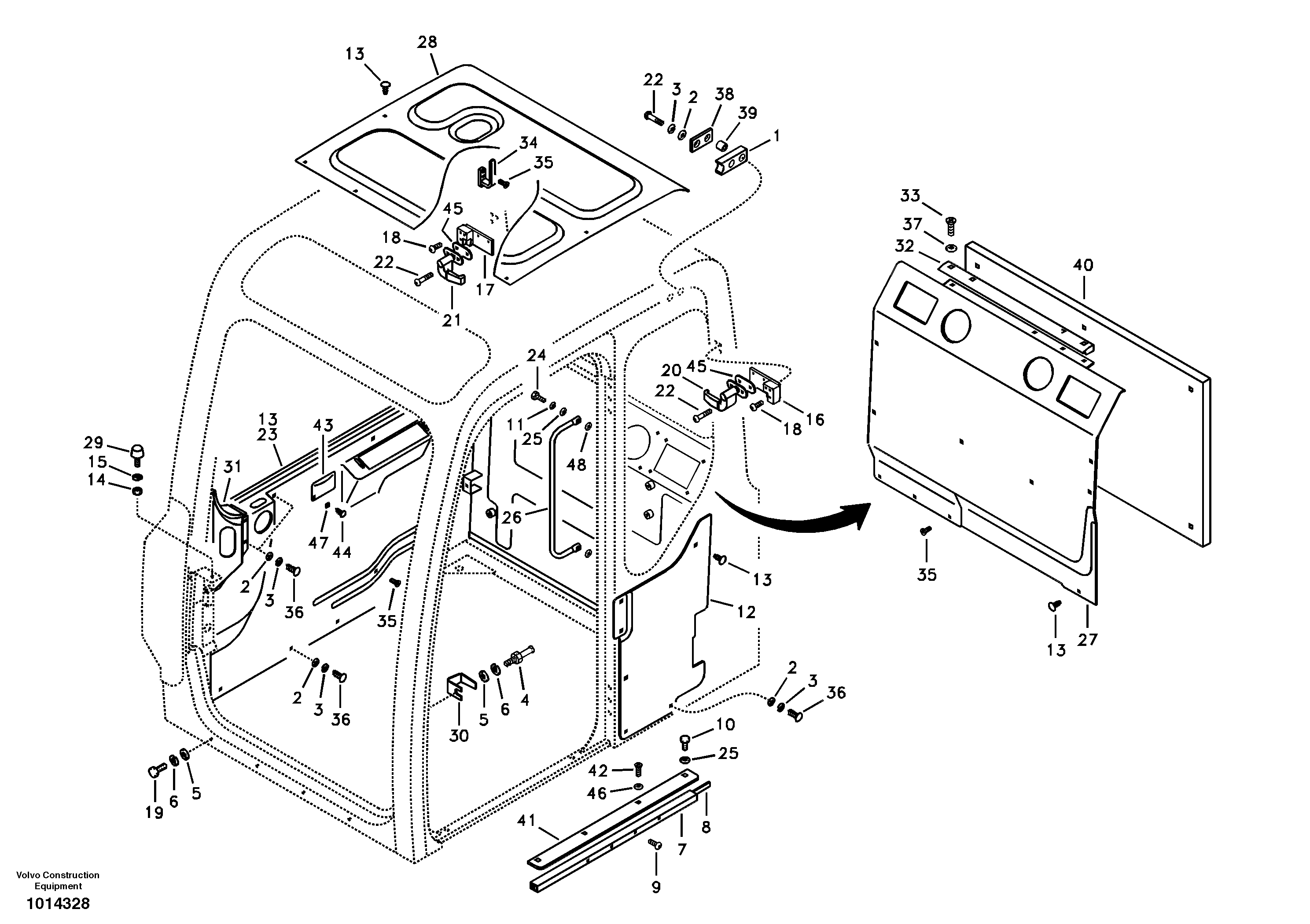 Схема запчастей Volvo EW55B - 14844 Operators cab 