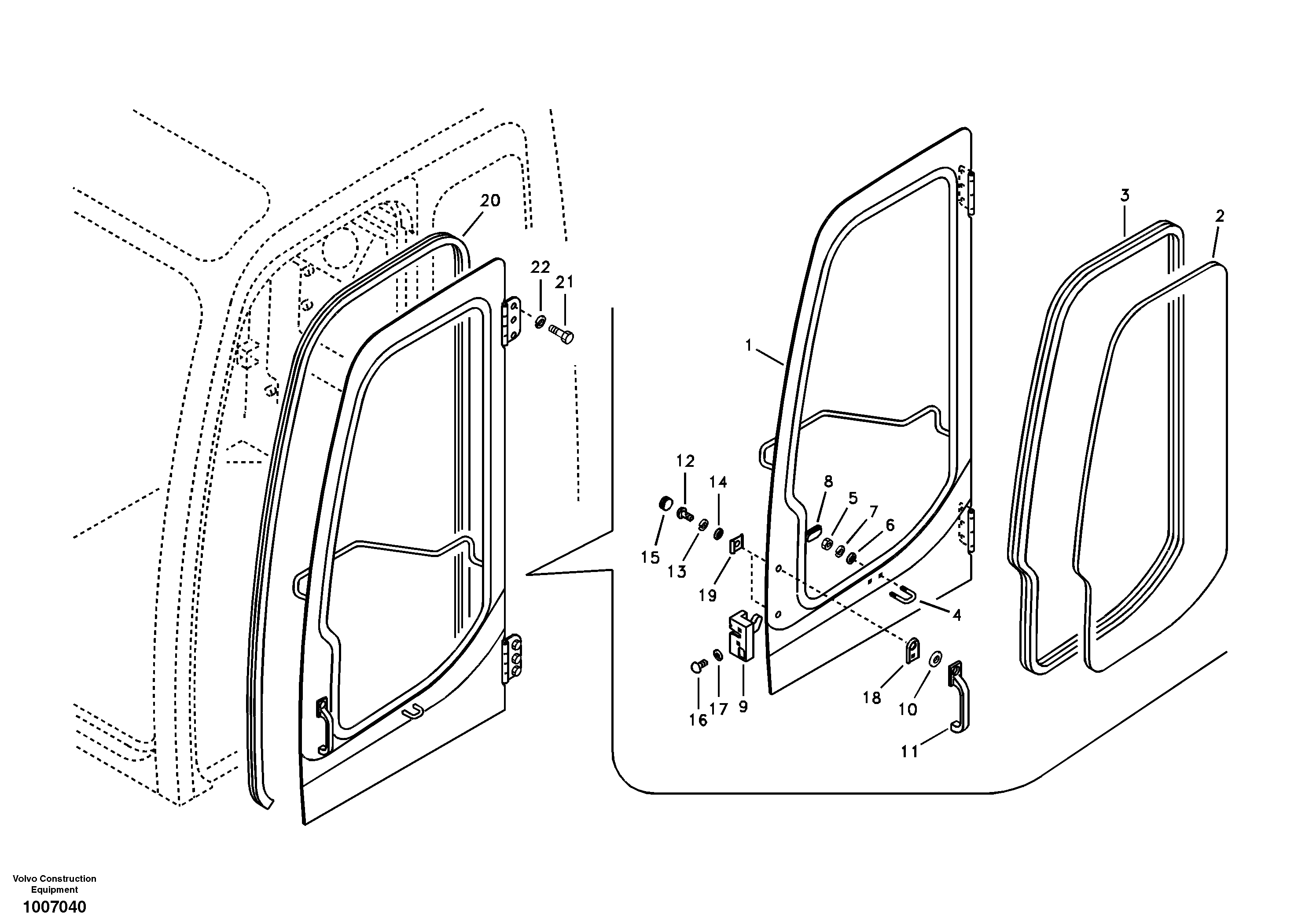 Схема запчастей Volvo EW55B - 88303 Door, operators cab 
