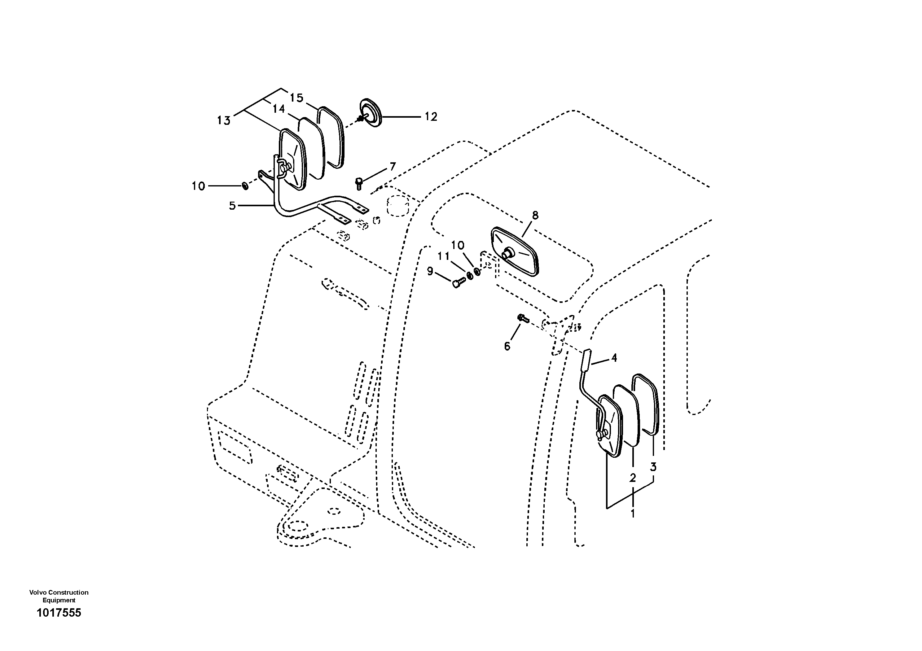 Схема запчастей Volvo EW55B - 80307 Rear view mirror 