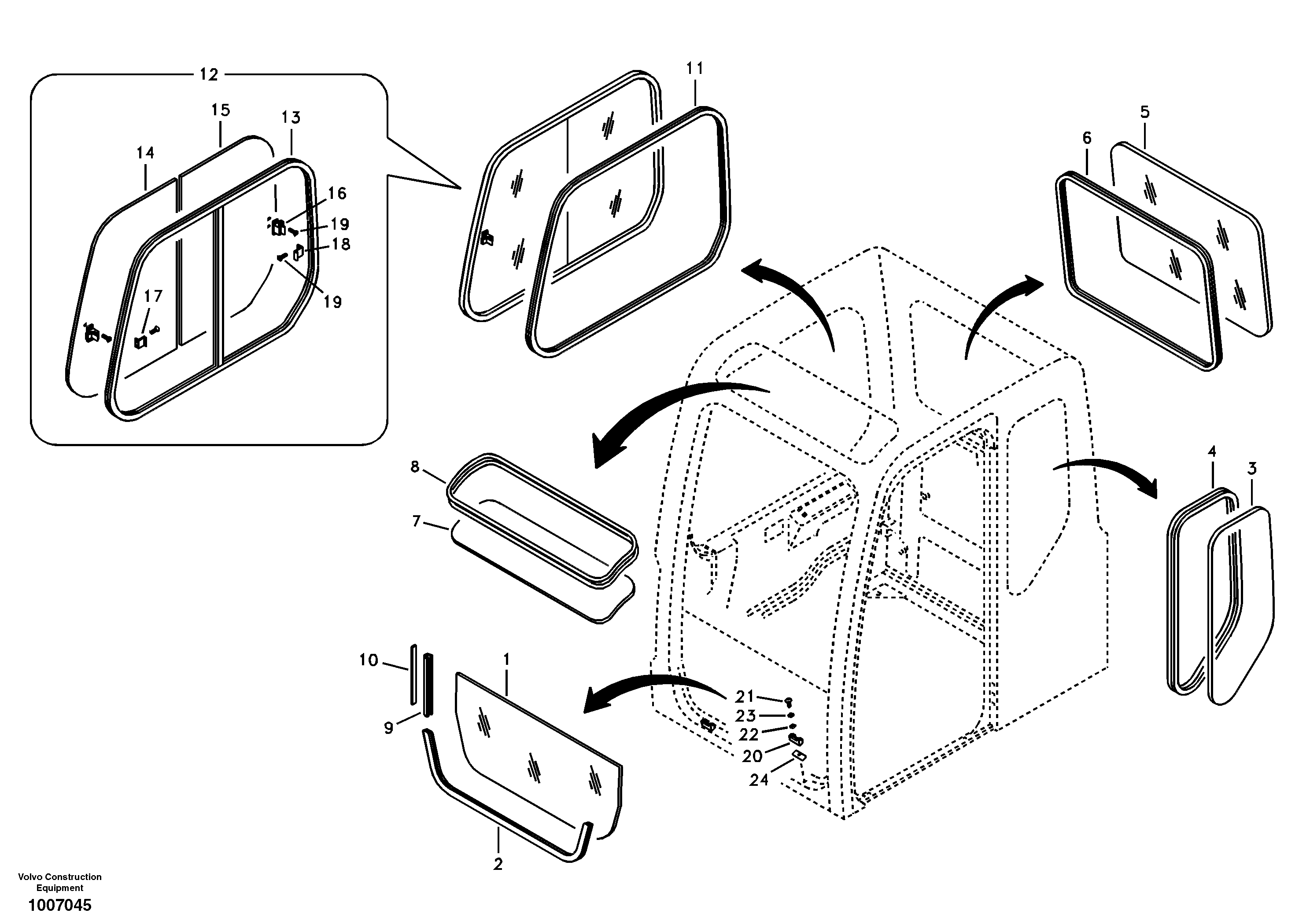 Схема запчастей Volvo EW55B - 88823 Windows 