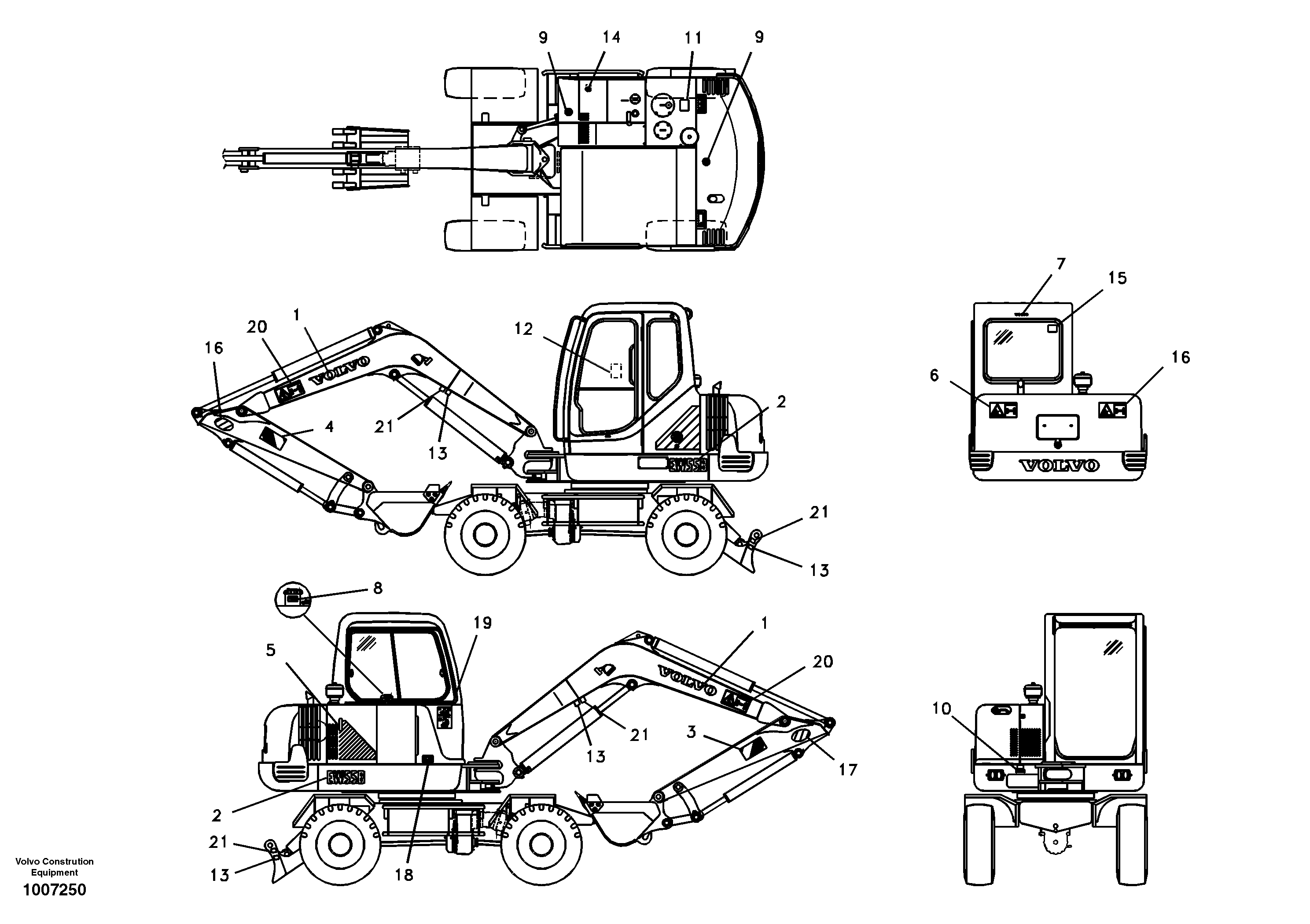 Схема запчастей Volvo EW55B - 4276 Decal, outer location 