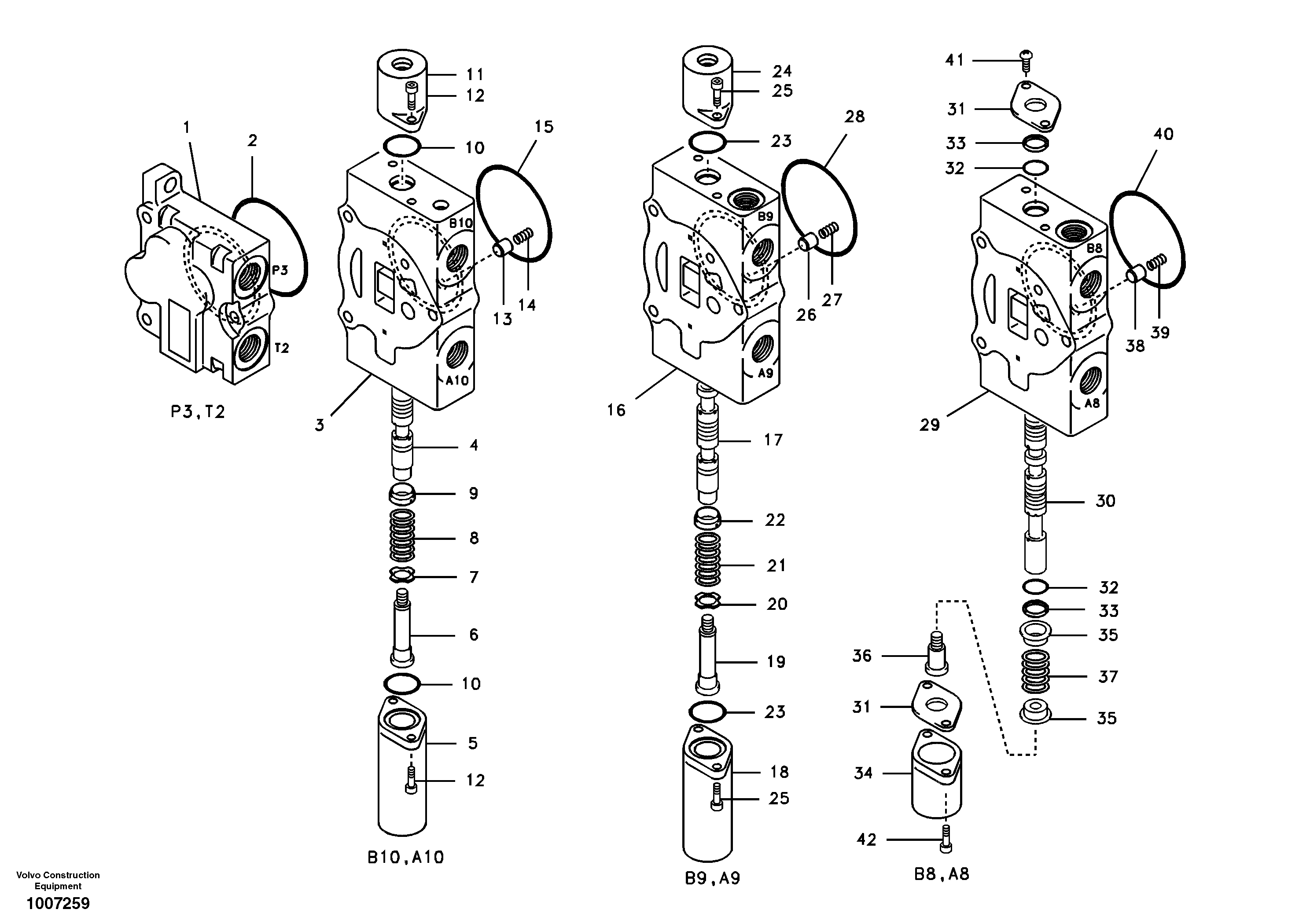 Схема запчастей Volvo EW55B - 4294 Main control valve, inlet and boom and boom swing 