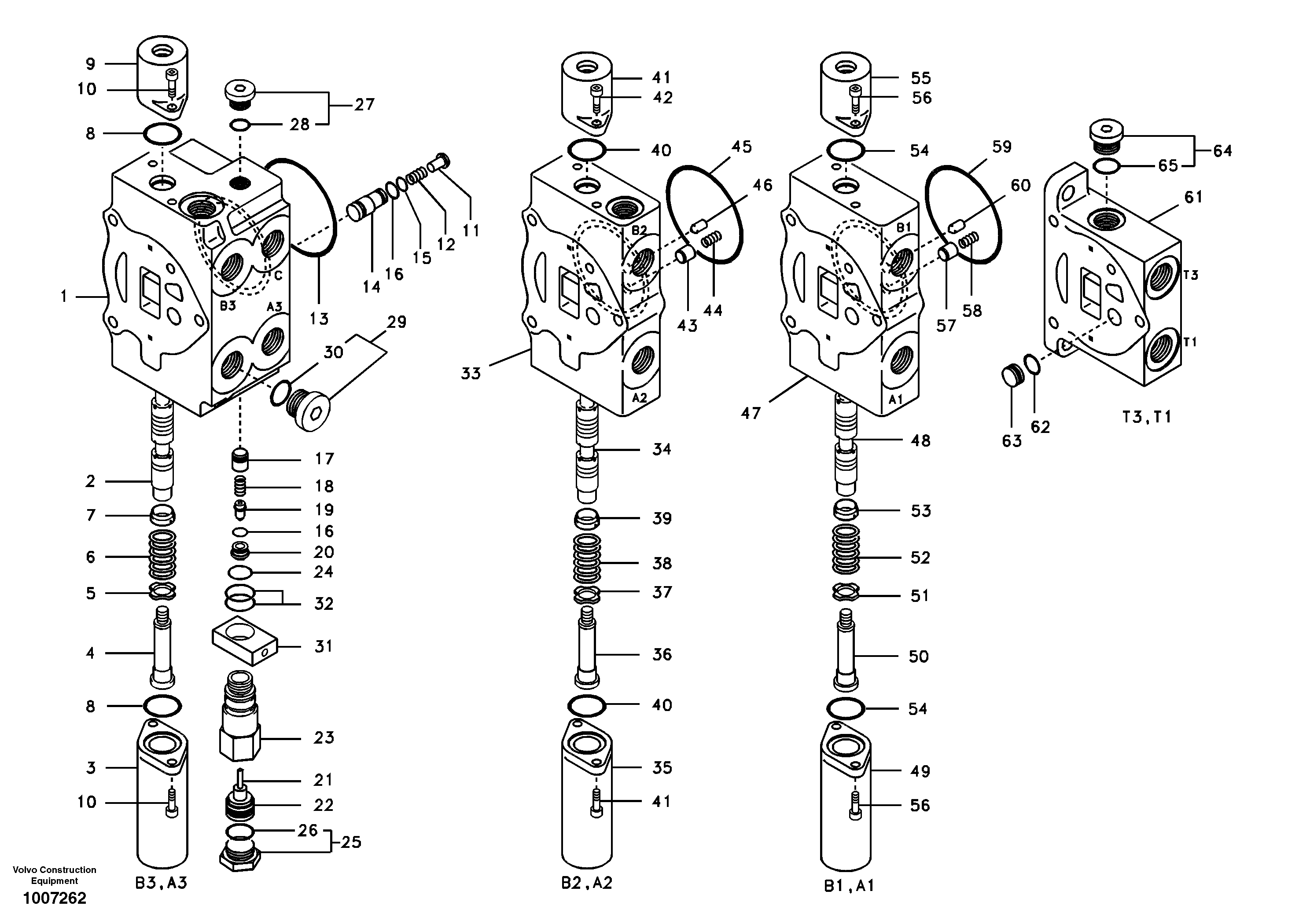 Схема запчастей Volvo EW55B - 4303 Main control valve, boom 1 and bucket and dipper arm 2 and outlet 