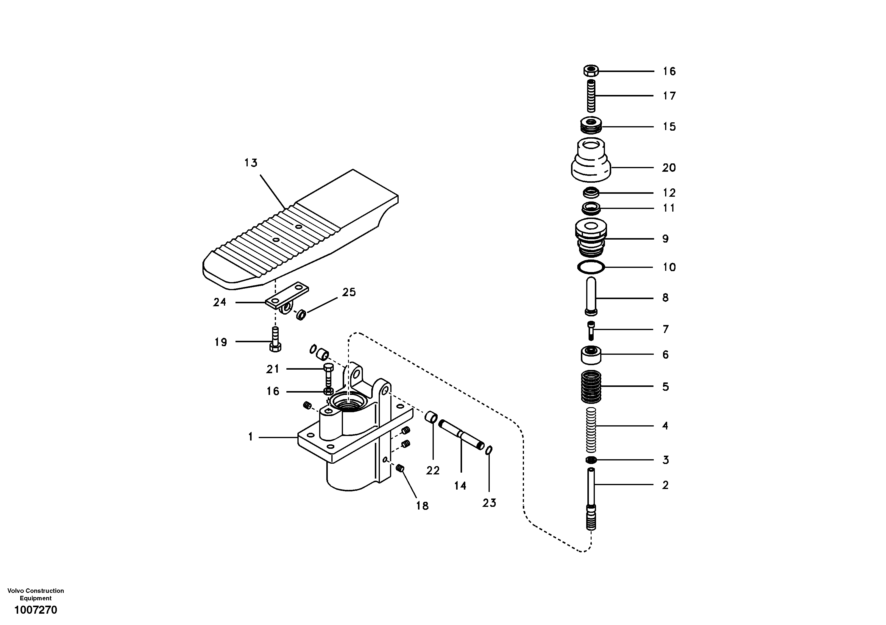 Схема запчастей Volvo EW55B - 4313 Remote control valve pedal 