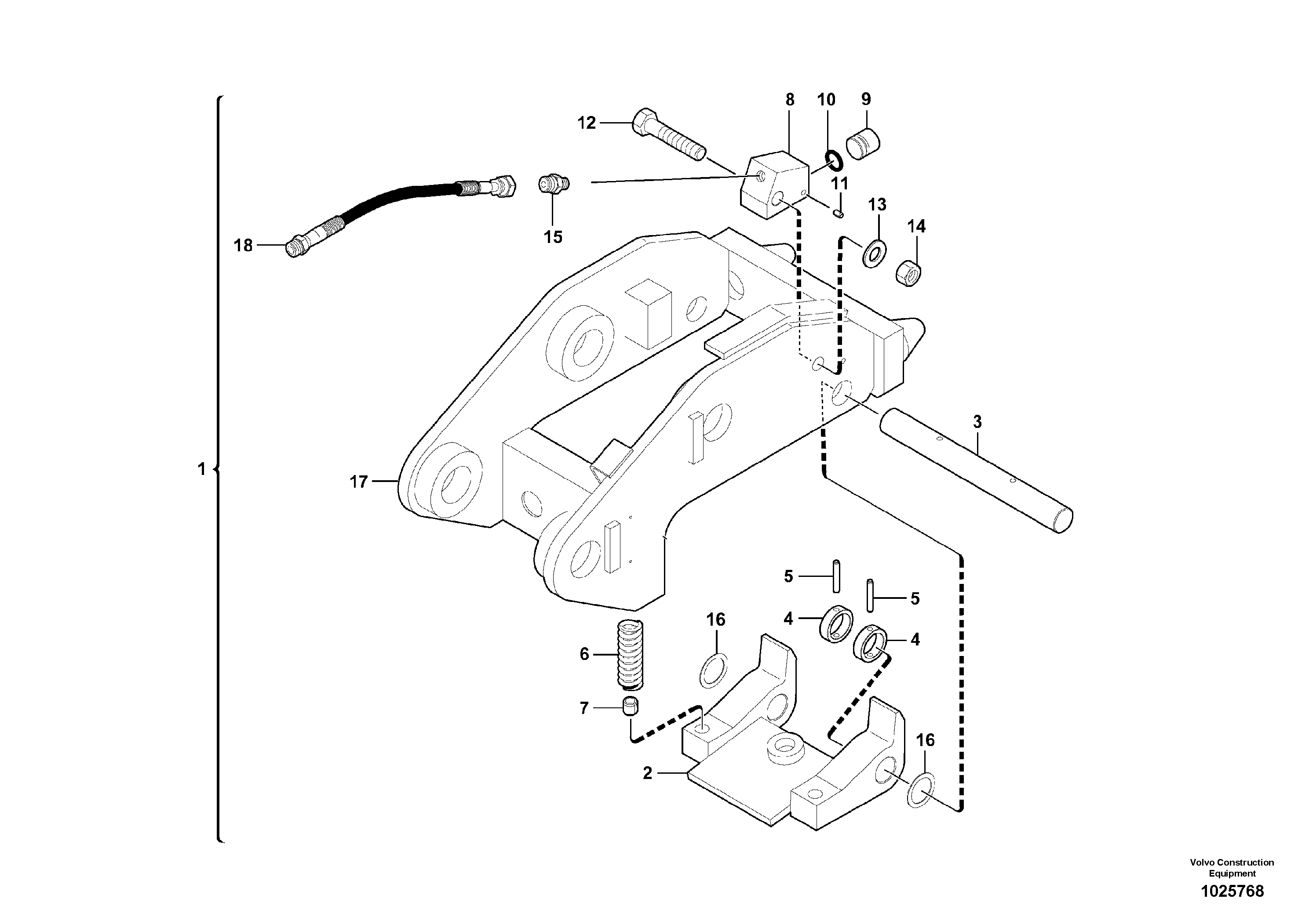 Схема запчастей Volvo EW55B - 6611 Attachment bracket, quickfit 