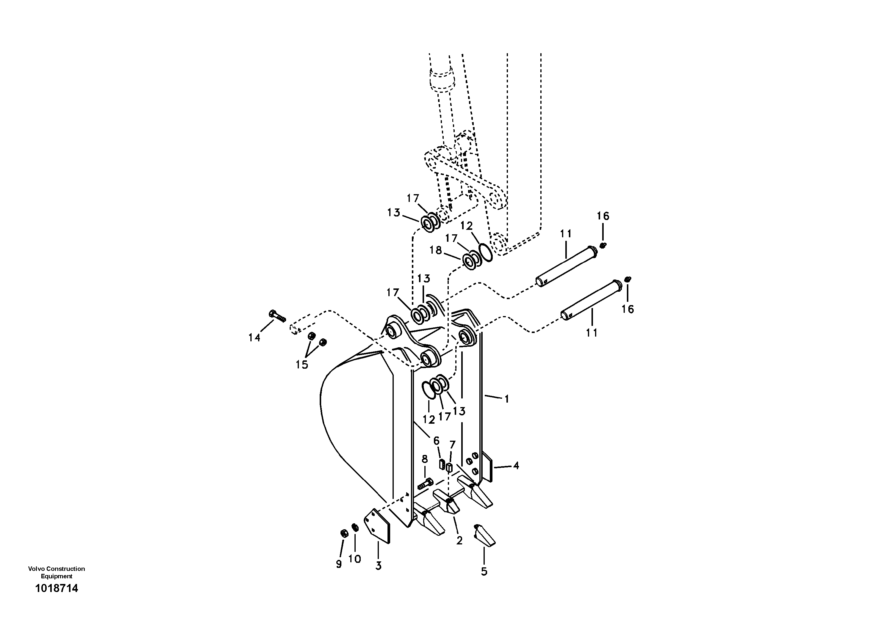 Схема запчастей Volvo EW55B - 6620 Ковш 