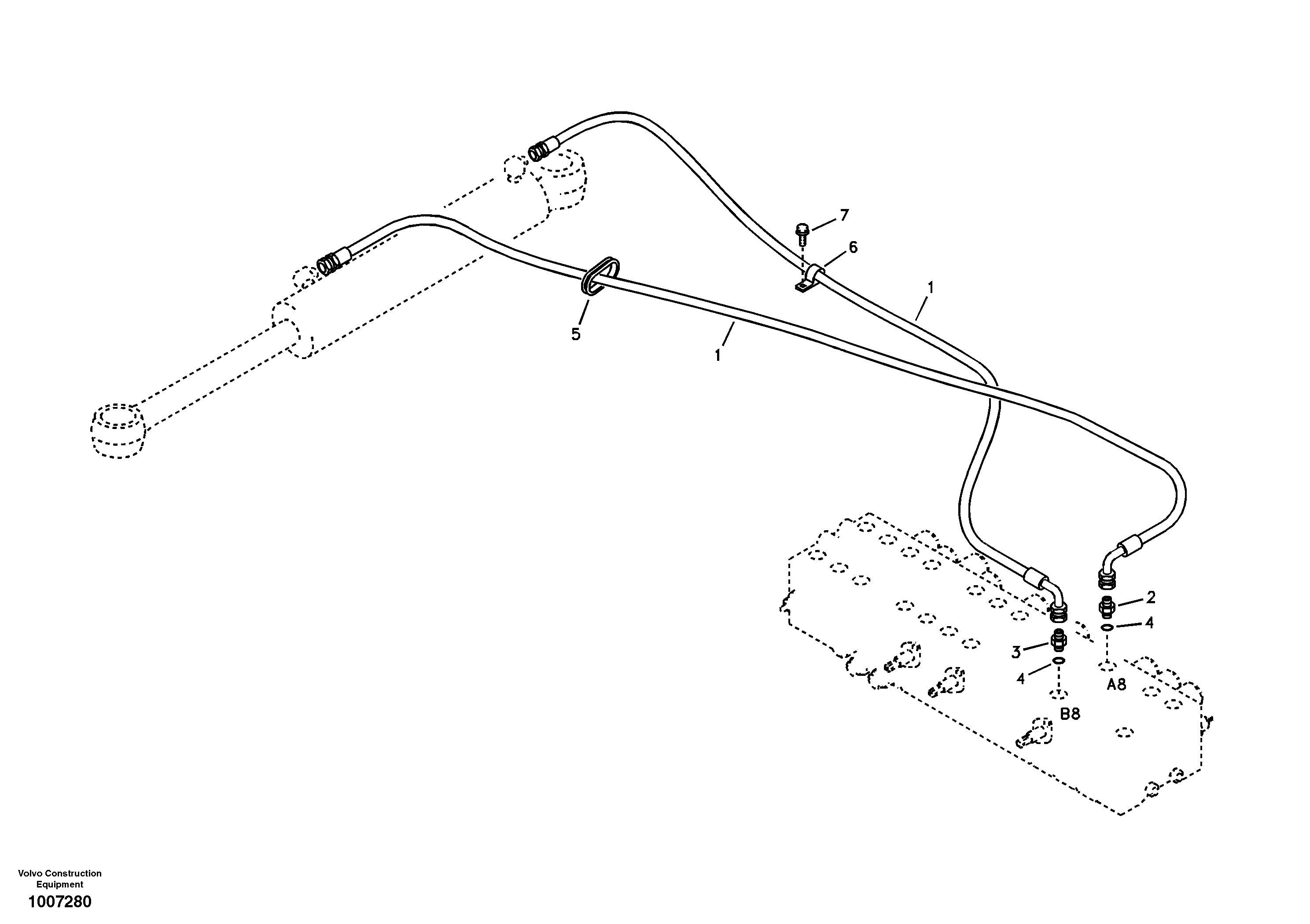 Схема запчастей Volvo EW55B - 41280 Boom swing system 