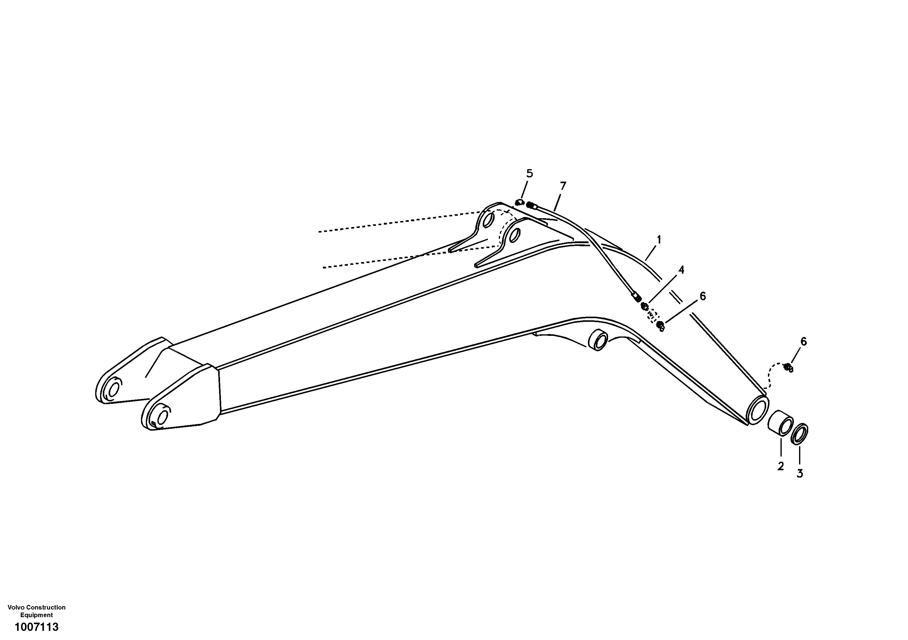 Схема запчастей Volvo EW55B - 104262 Boom and grease piping 