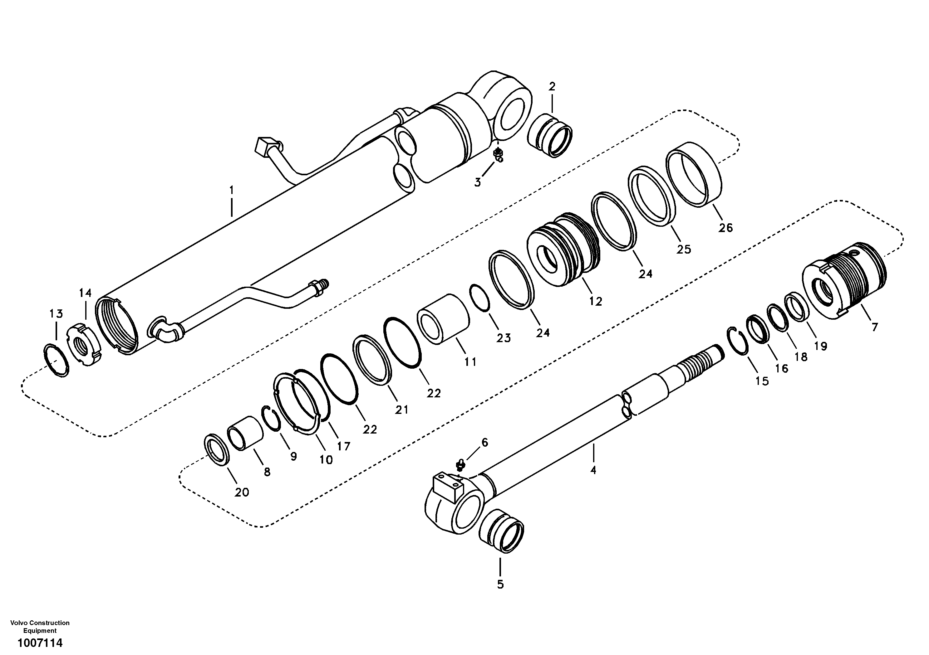 Схема запчастей Volvo EW55B - 53820 Гидроцилиндр стрелы 