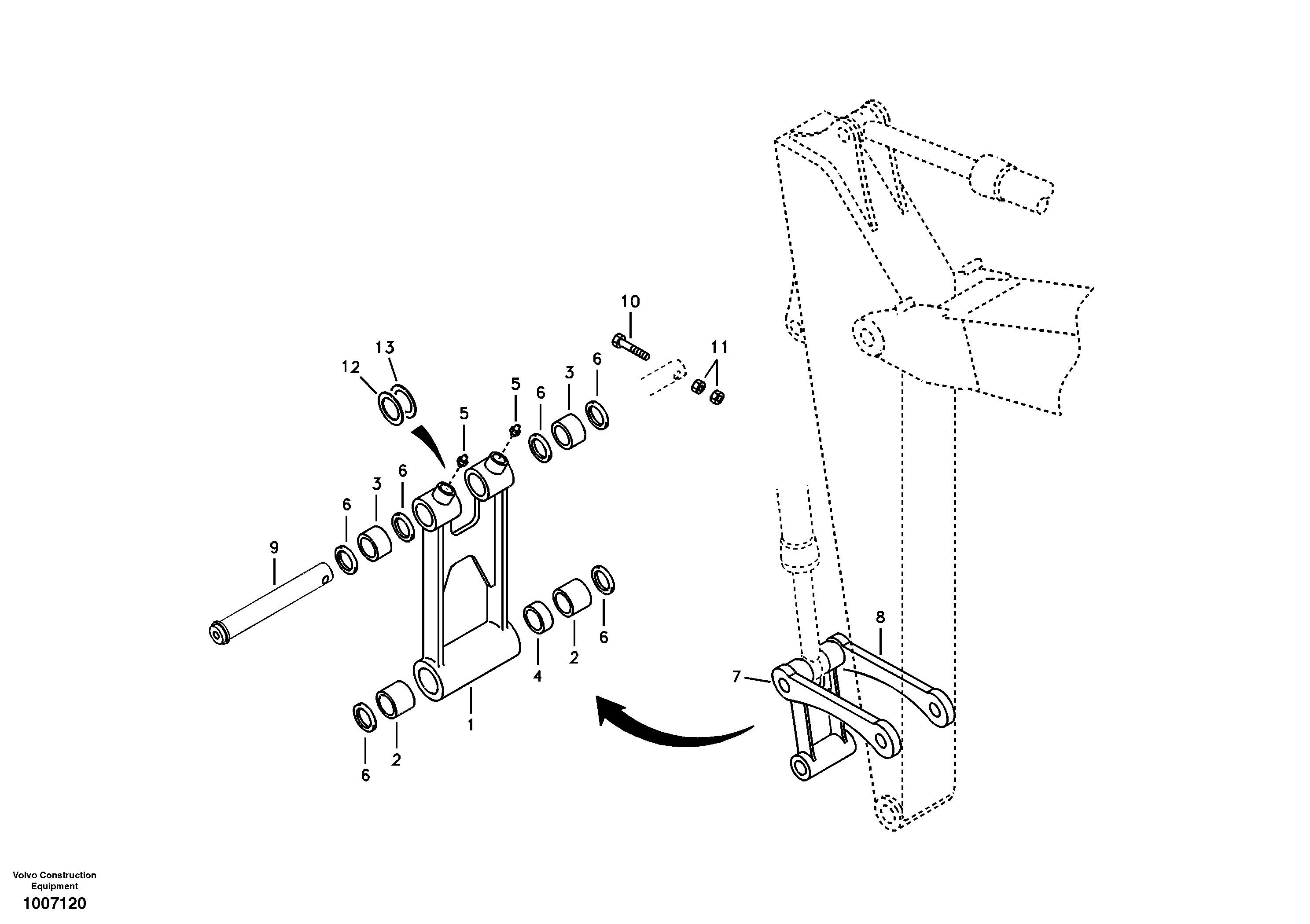 Схема запчастей Volvo EW55B - 6033 Links to connecting rod 