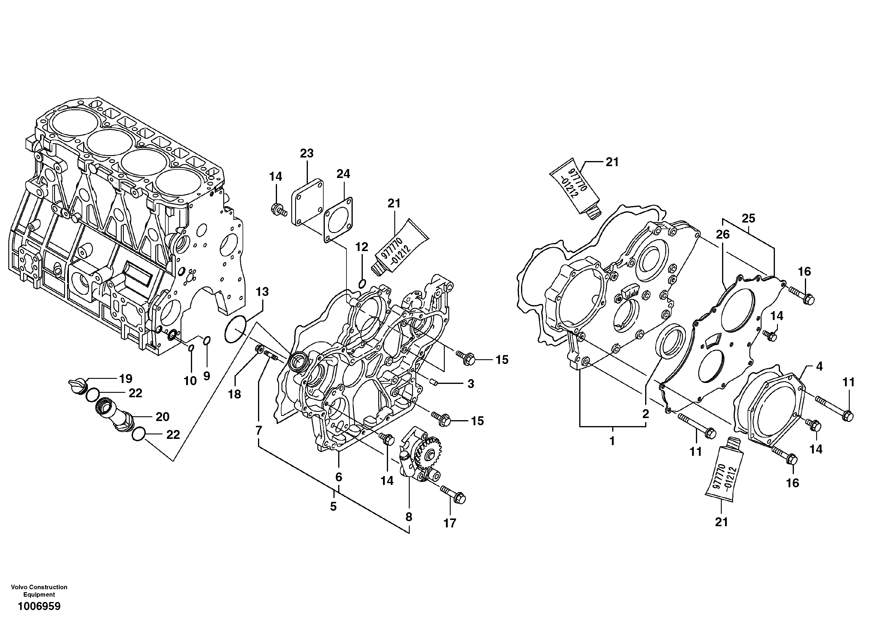 Схема запчастей Volvo EW55B - 101845 Timing gear casing 