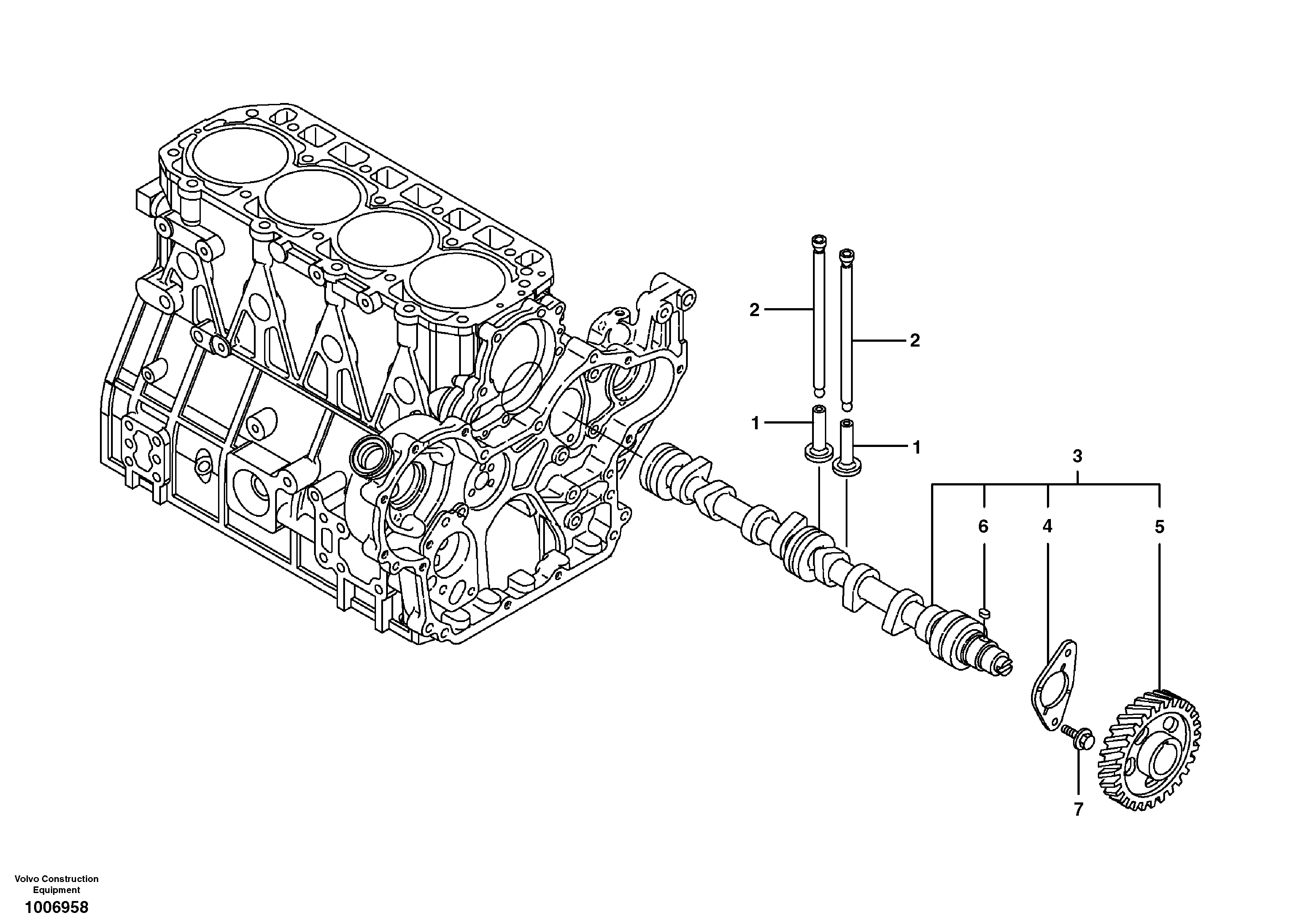 Схема запчастей Volvo EW55B - 4855 Распредвал 