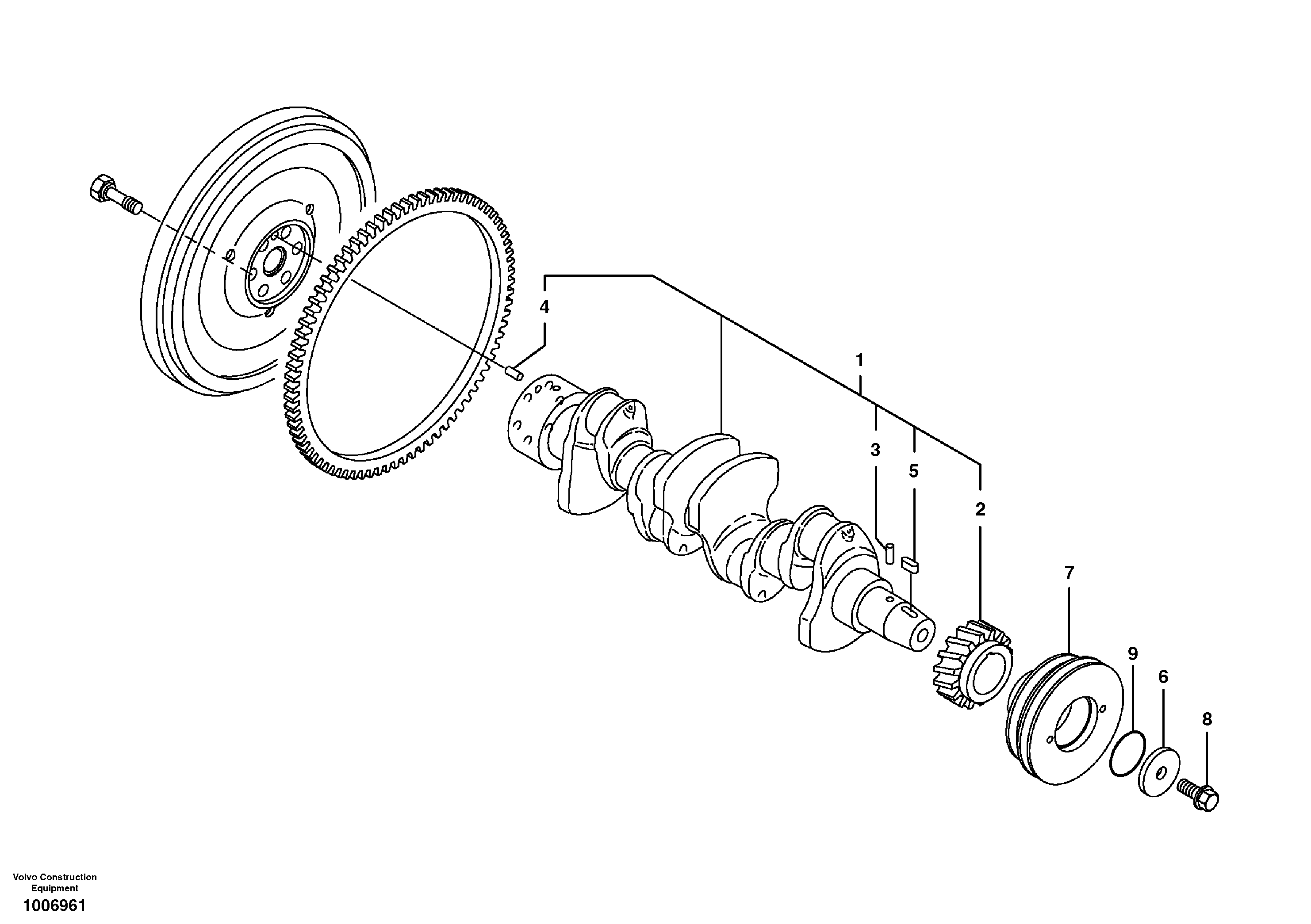 Схема запчастей Volvo EW55B - 53374 Коленчатый вал (коленвал) 