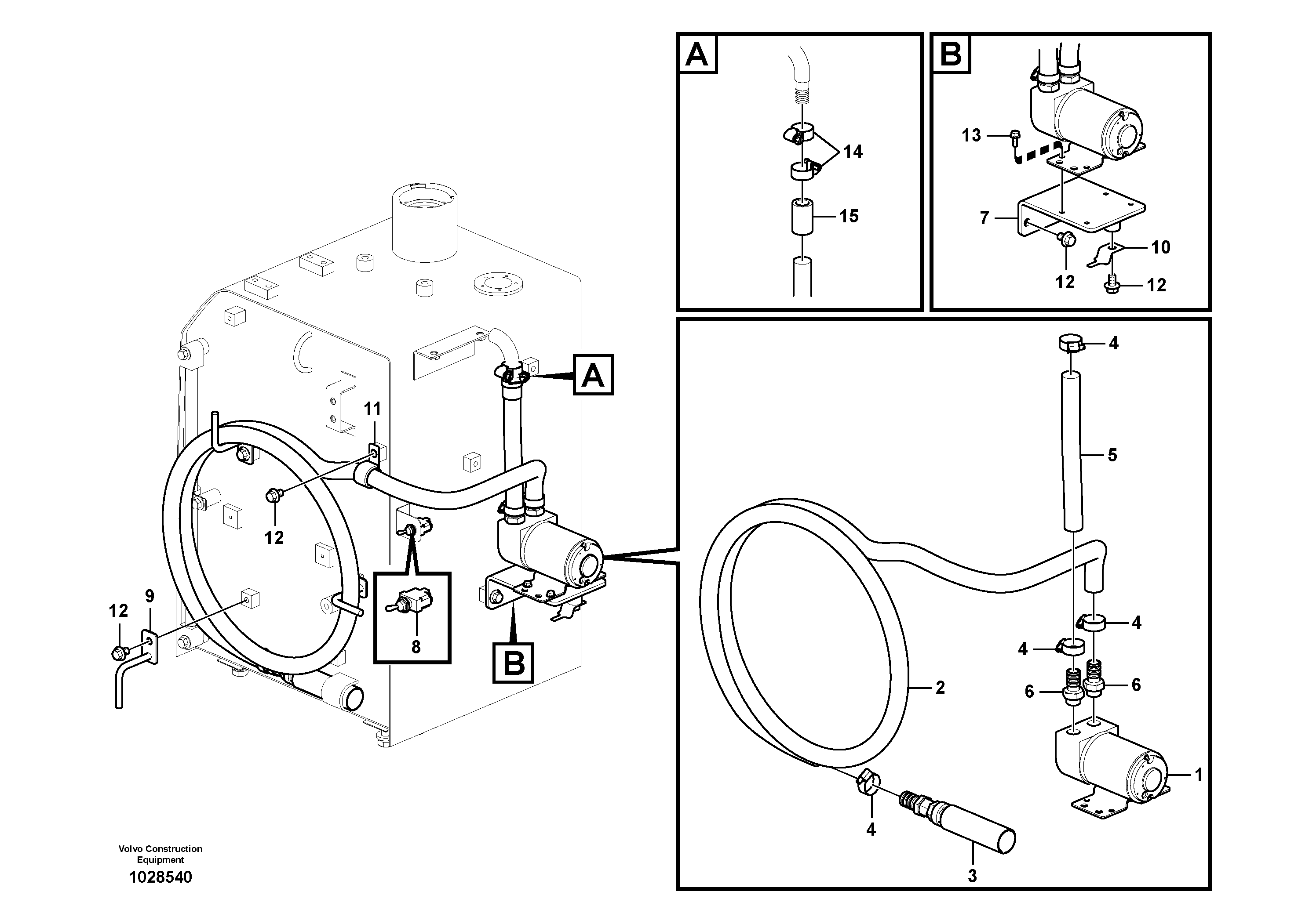 Схема запчастей Volvo EW55B - 4255 Fuel filling pump with assembling details 