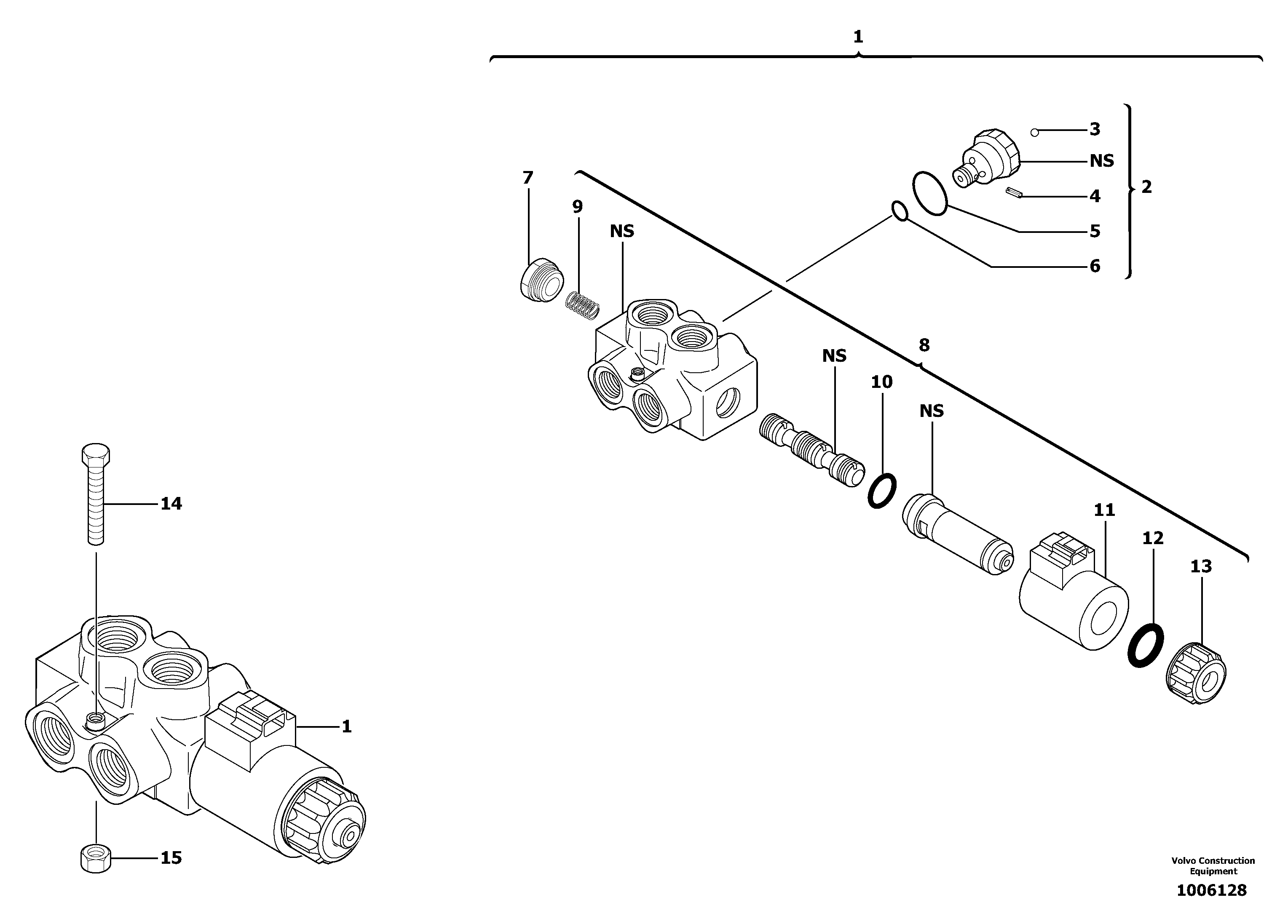 Схема запчастей Volvo EC13 TYPE 600 XR/XTV - 47297 Slewing-offset selector switch 