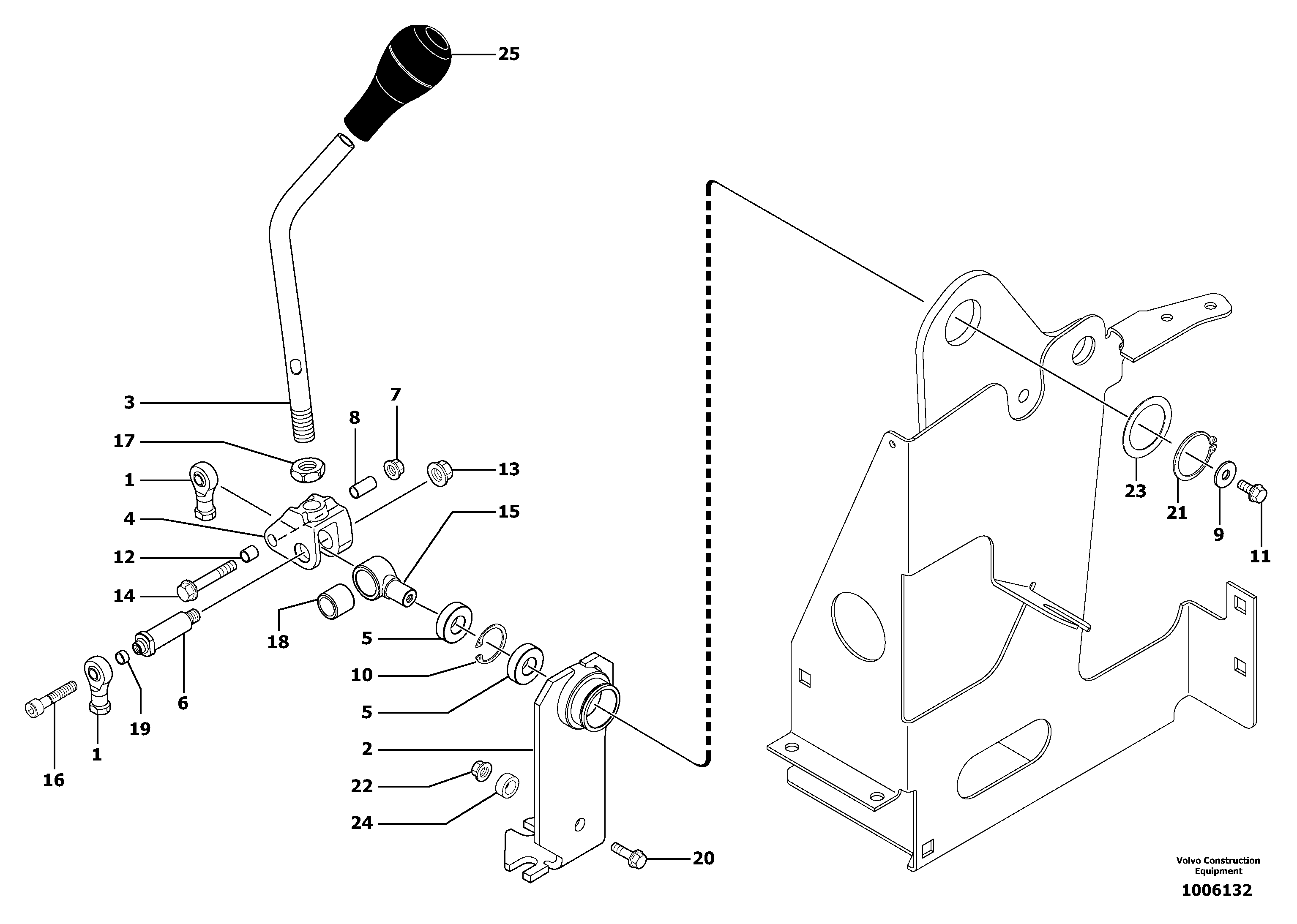 Схема запчастей Volvo EC13 TYPE 600 XR/XTV - 90735 Control lever : boom / bucket ( right ) 