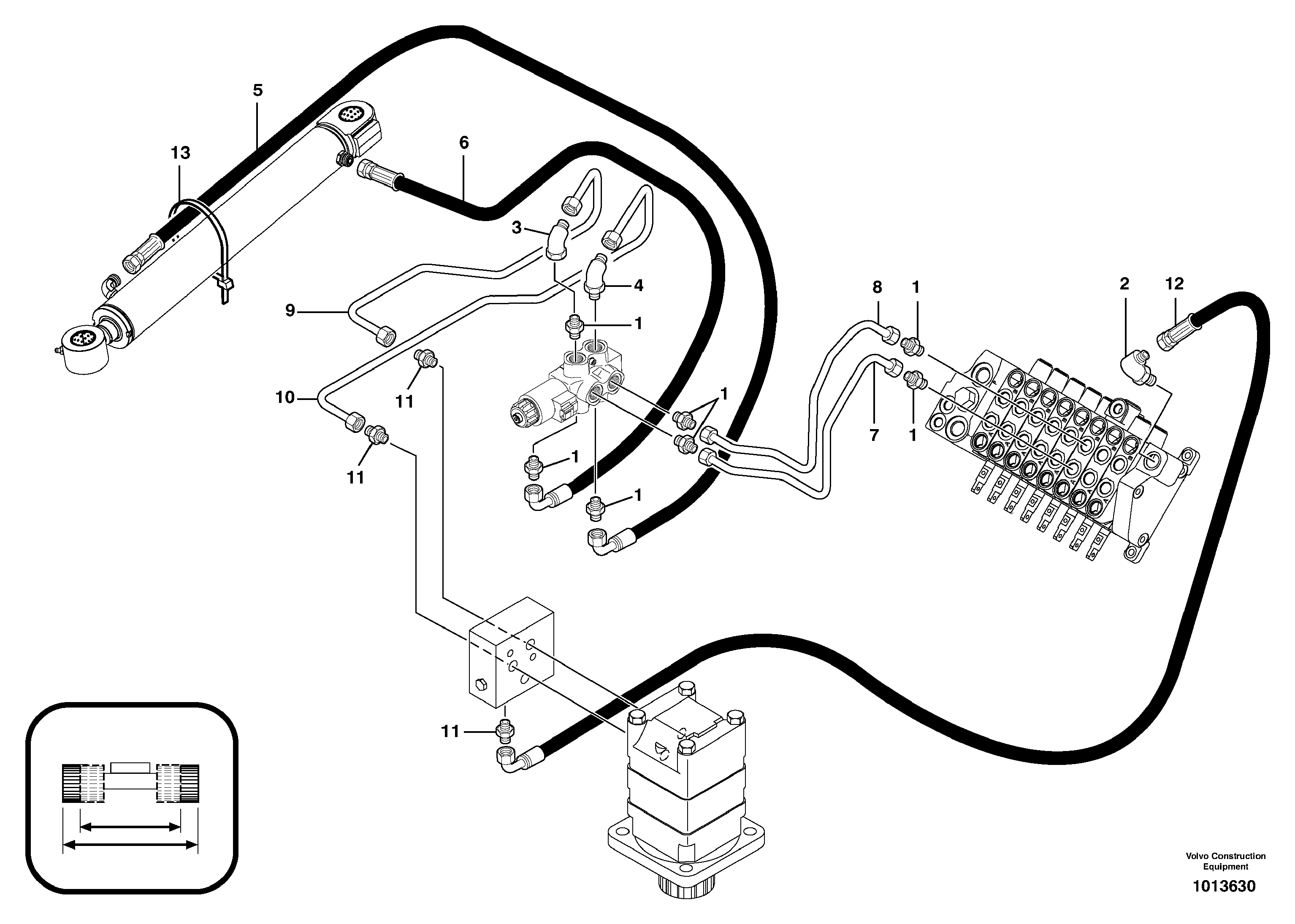 Схема запчастей Volvo EC13 TYPE 600 XR/XTV - 13914 Hydr. circuit. ( boom slewing / offset ) 