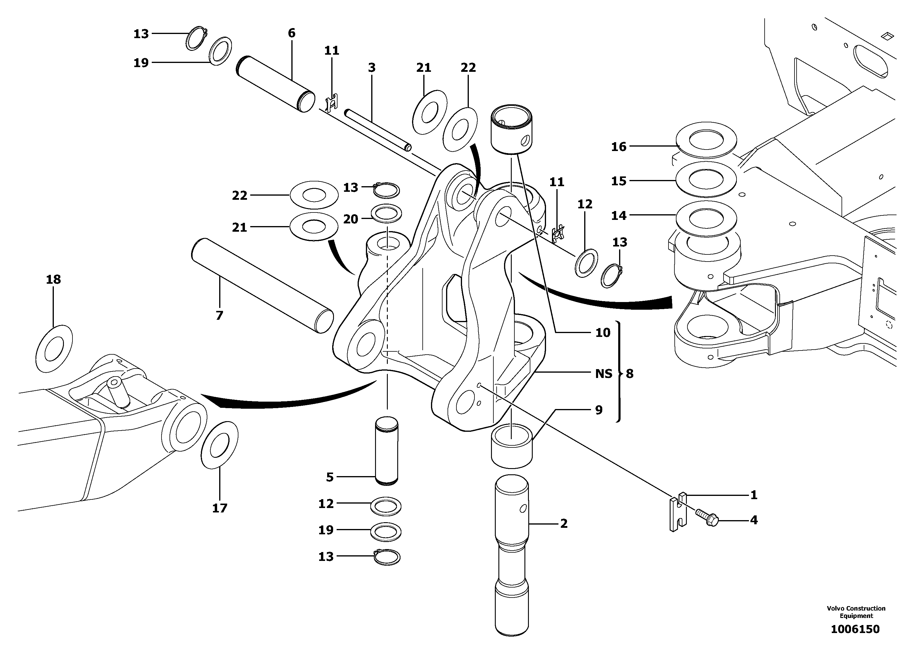 Схема запчастей Volvo EC13 TYPE 600 XR/XTV - 14764 Pivot pin 