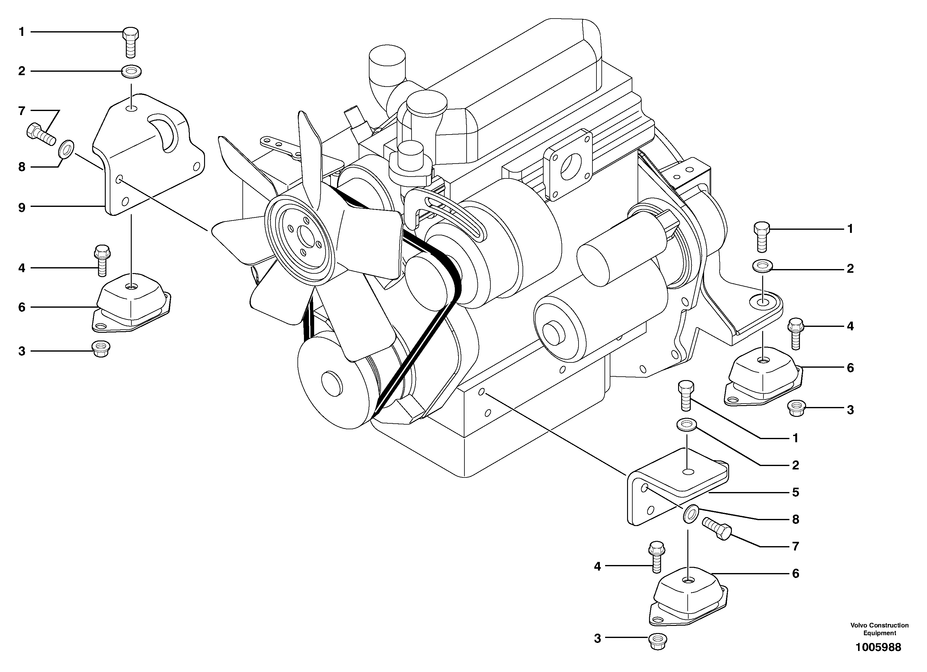 Схема запчастей Volvo EC13 TYPE 600 XR/XTV - 11027 Engine mounts 