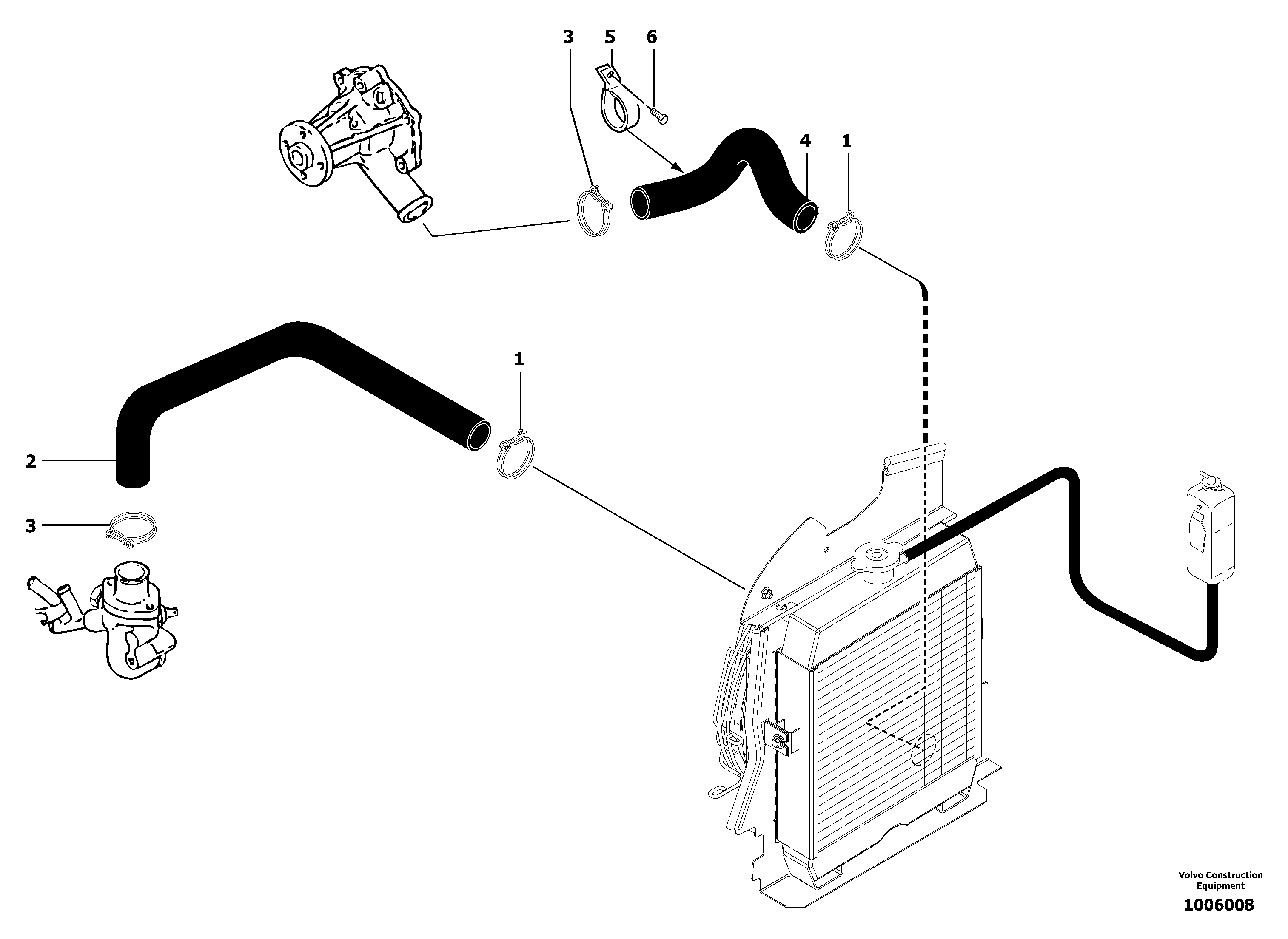 Схема запчастей Volvo EC13 TYPE 600 XR/XTV - 2282 Cooling circuit 