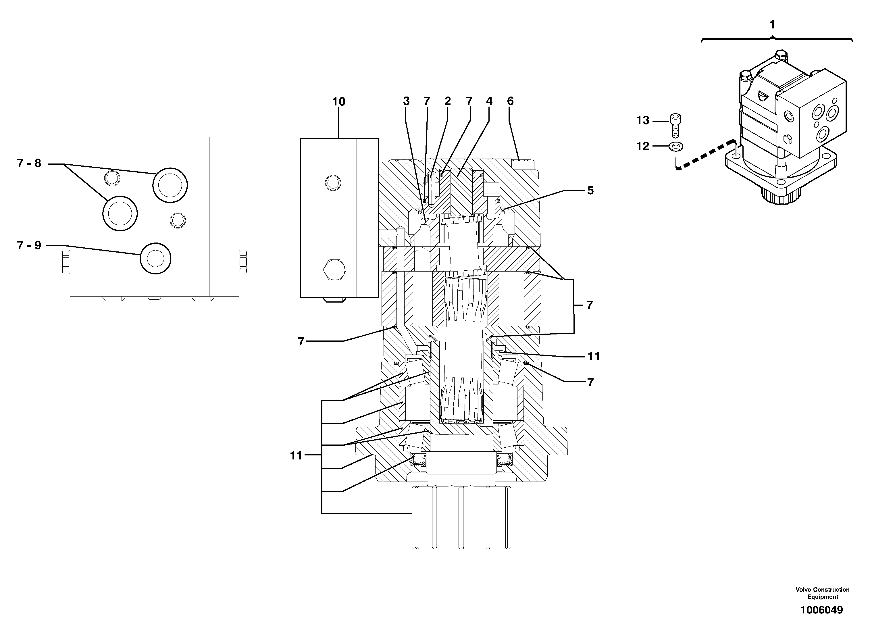 Схема запчастей Volvo EC13 TYPE 600 XR/XTV - 101368 Slewing gear motor 