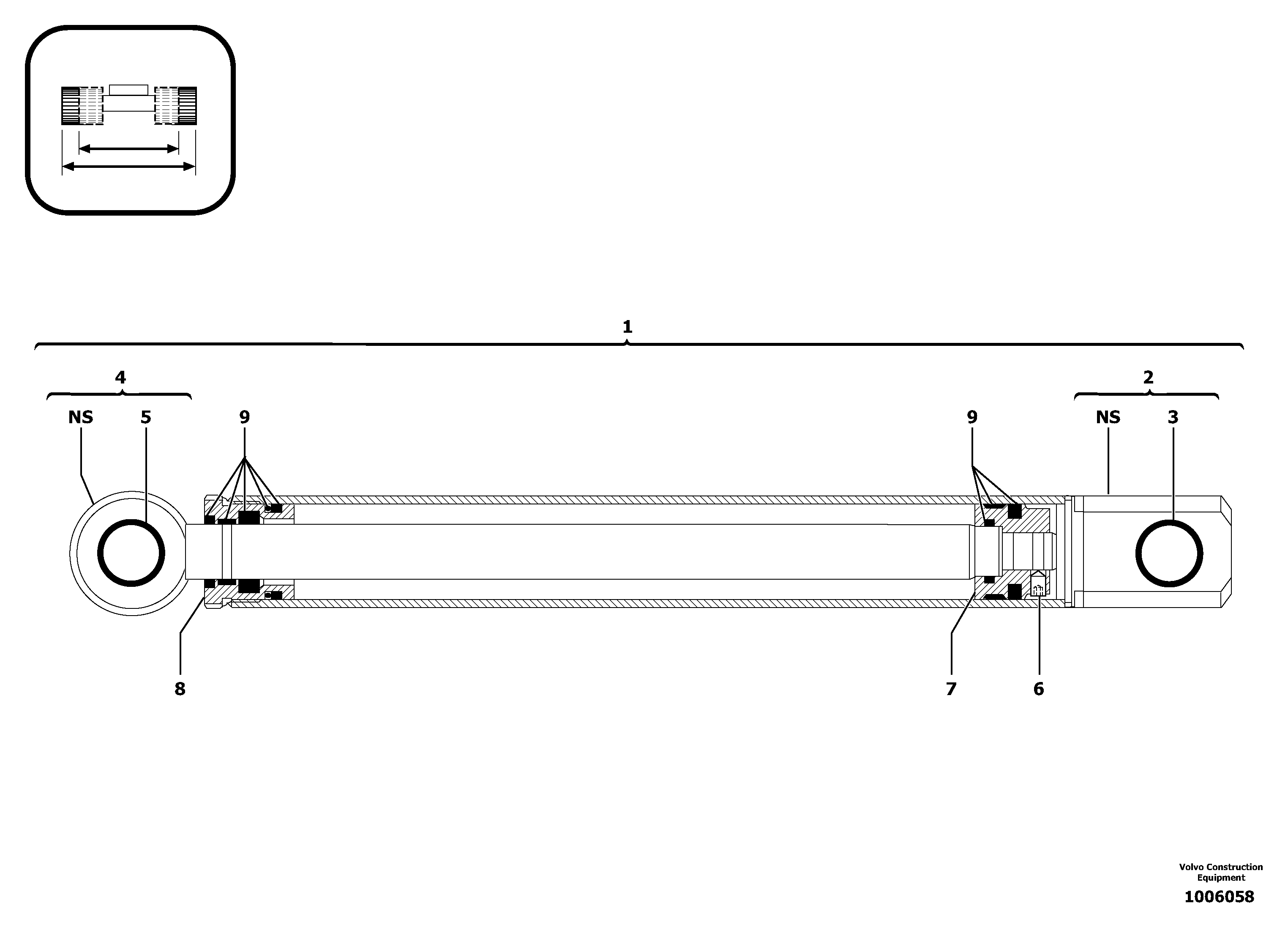 Схема запчастей Volvo EC13 TYPE 600 XR/XTV - 8278 Variable track cylinder 