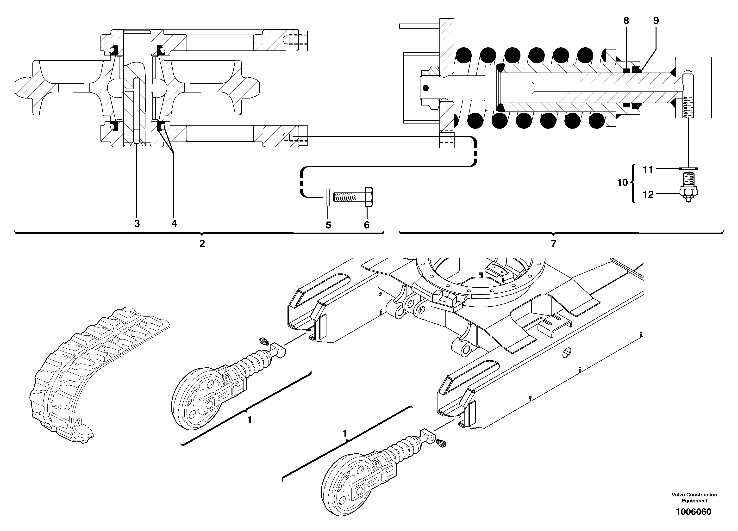 Схема запчастей Volvo EC13 TYPE 600 XR/XTV - 482 Track tensioning ( rubber tracks ) 