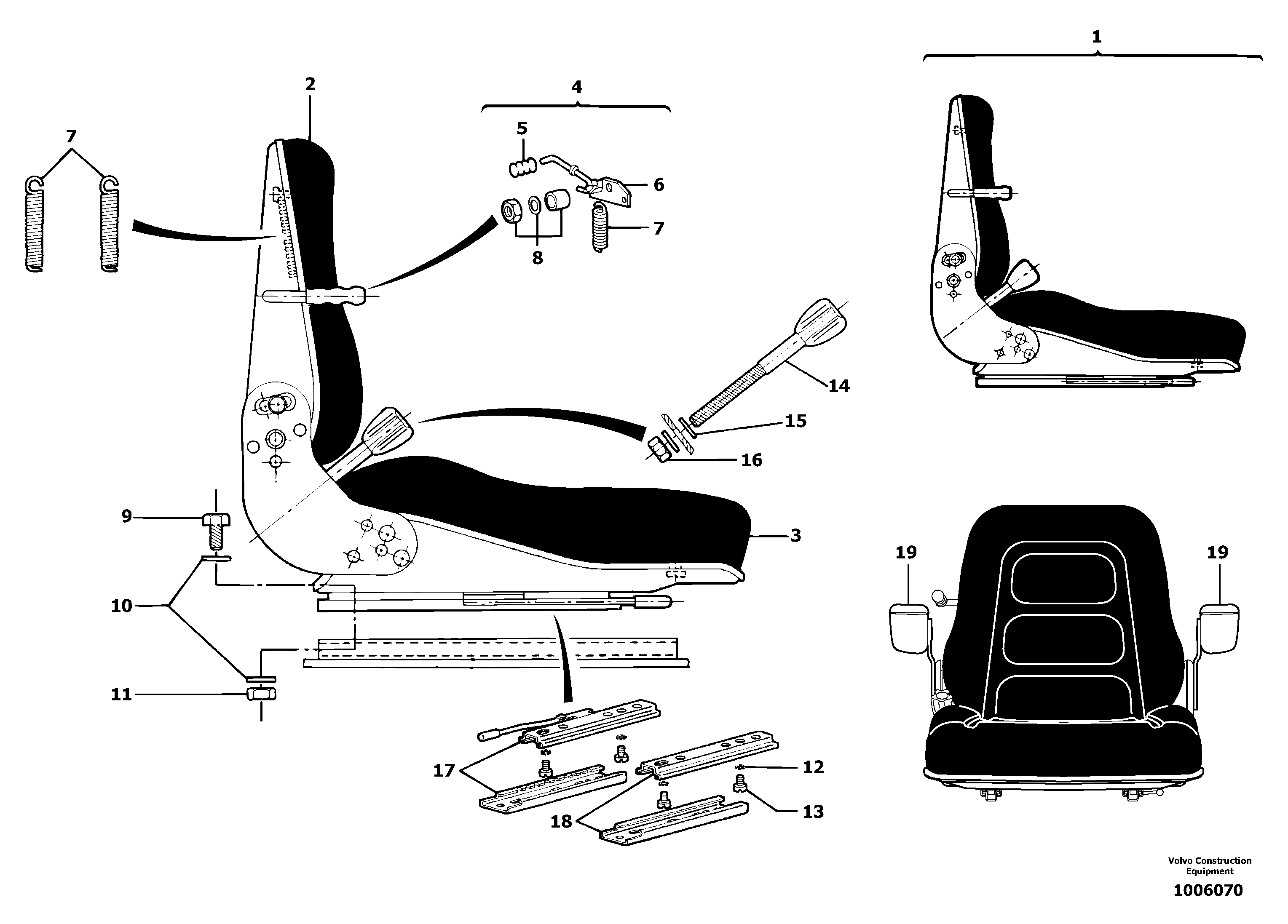 Схема запчастей Volvo EC13 TYPE 600 XR/XTV - 8466 Suspended seat 