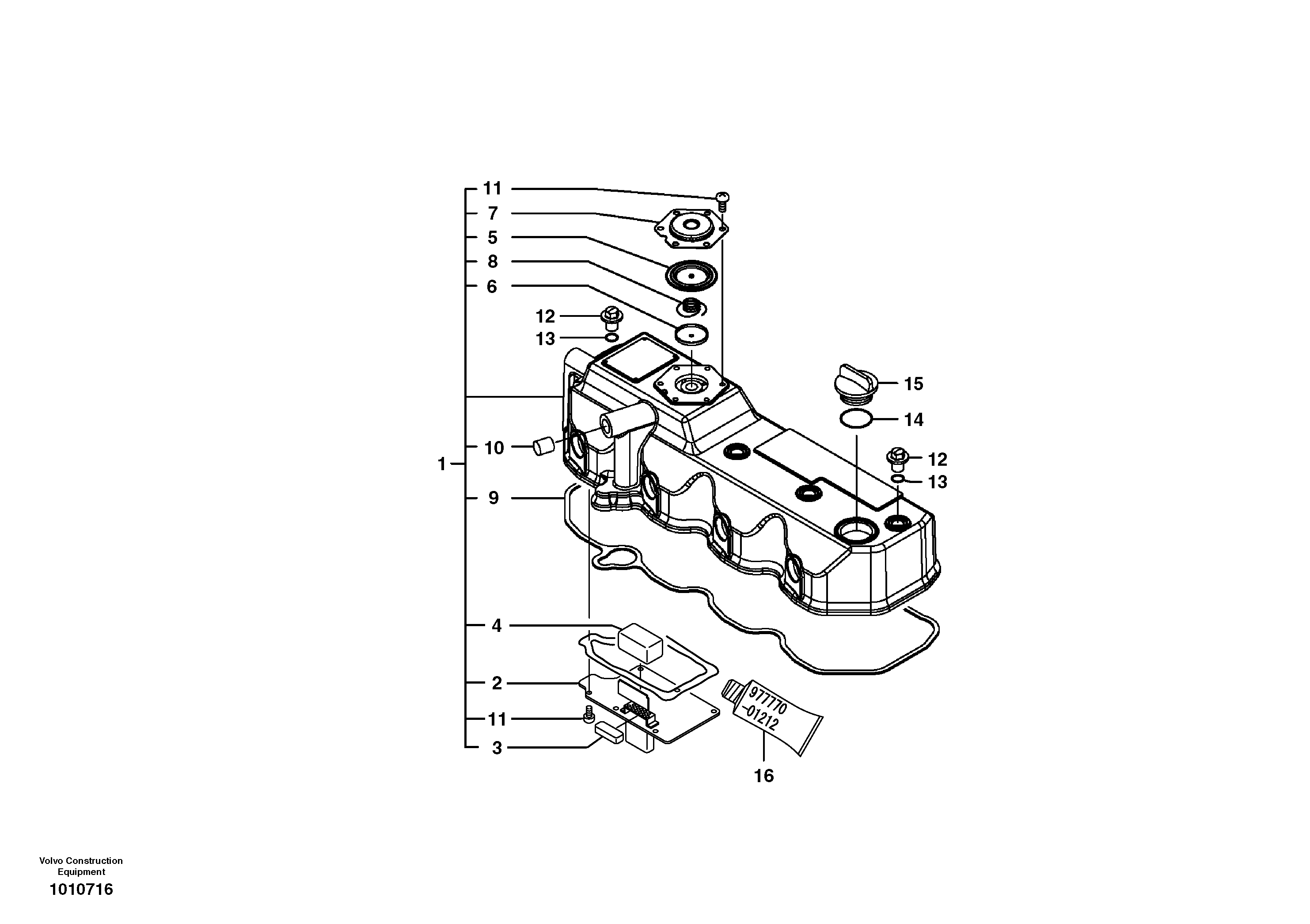 Схема запчастей Volvo ECR58 - 3920 Крышка клапанная (головки цилиндров) 