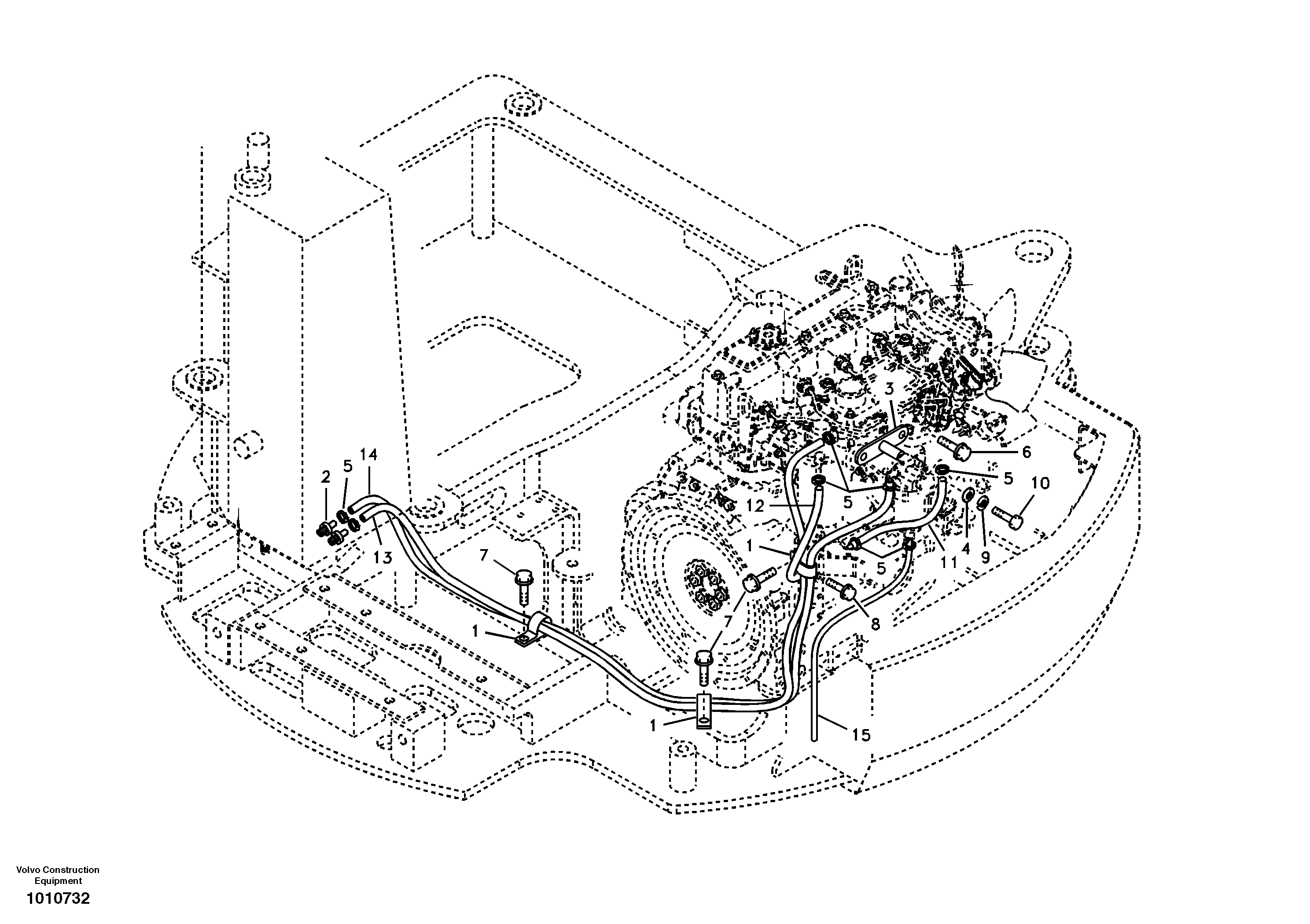 Схема запчастей Volvo ECR58 - 3603 Fuel pipe - Fuel tank 