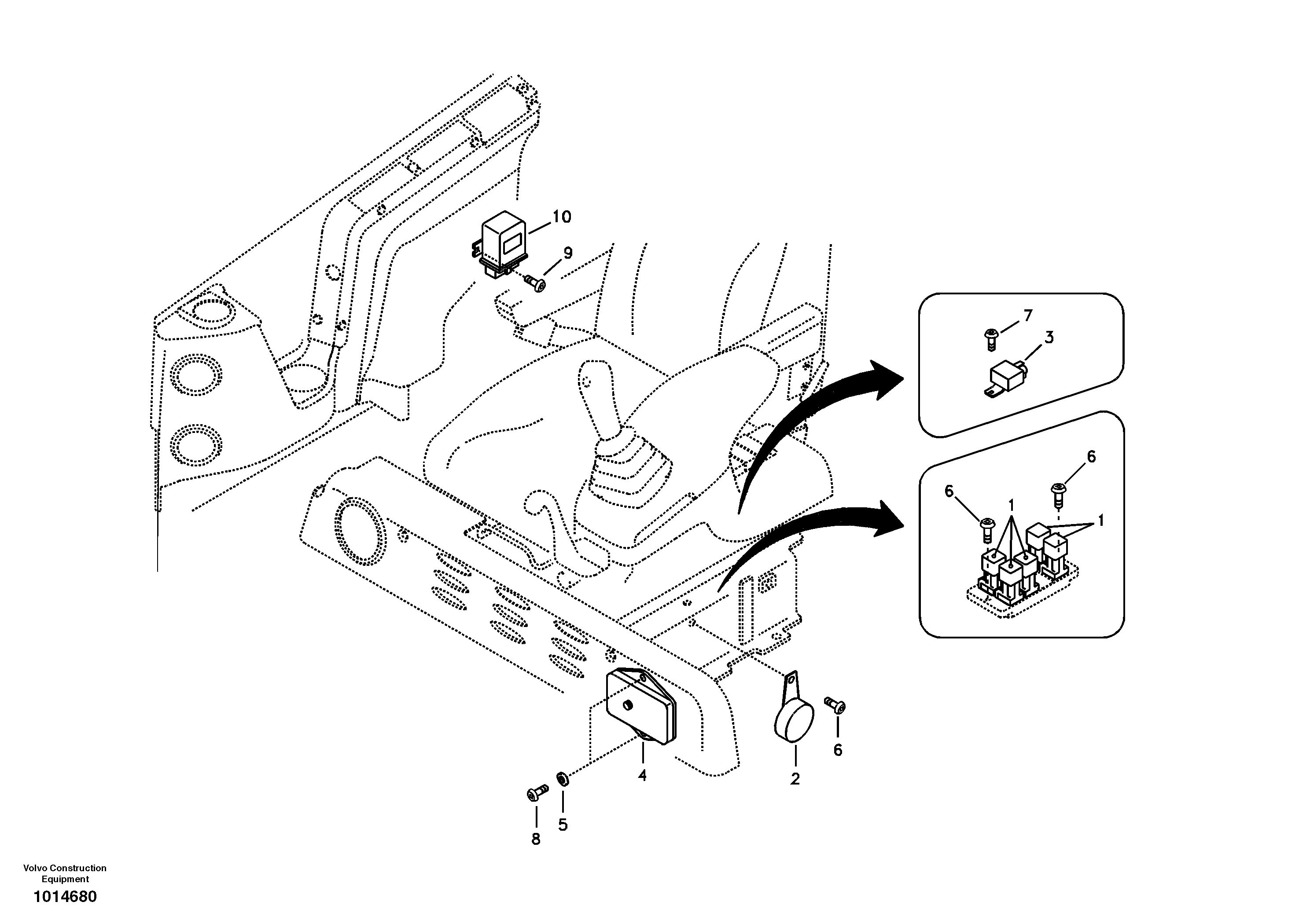 Схема запчастей Volvo ECR58 - 24702 Electrical distribution box 
