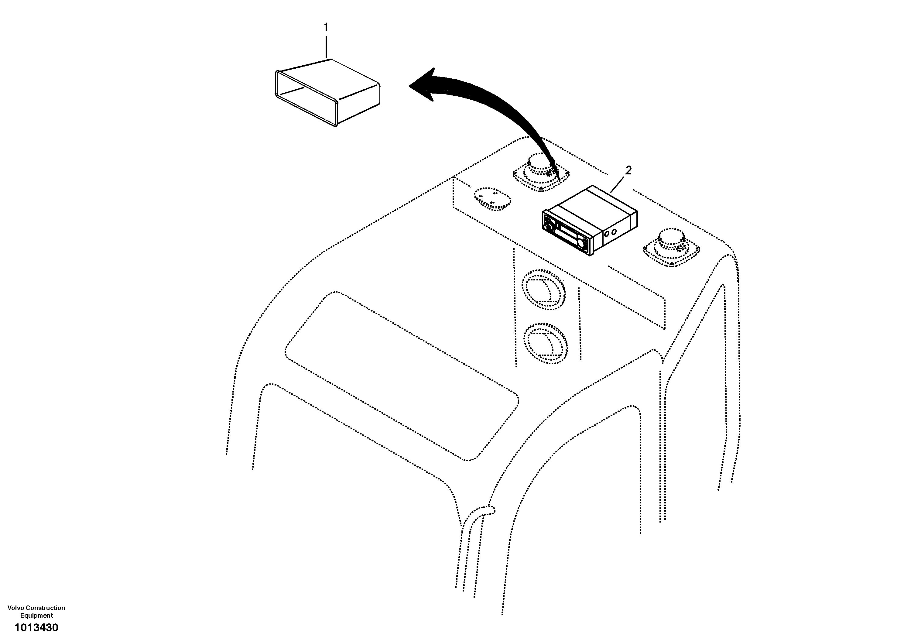 Схема запчастей Volvo ECR58 - 3724 Cassette radio recorder with mounting details 