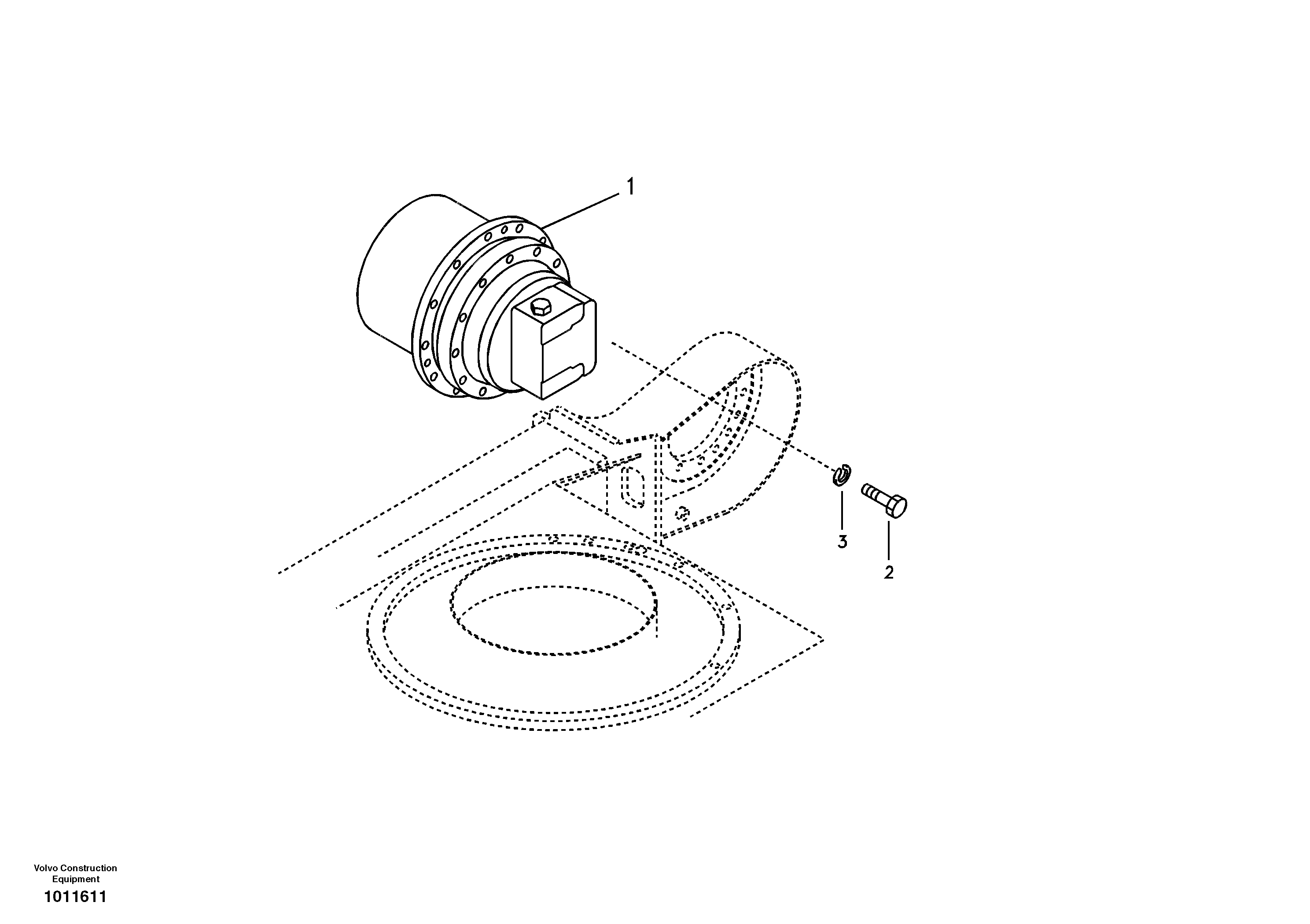 Схема запчастей Volvo ECR58 - 3787 Travel motor with mounting parts 