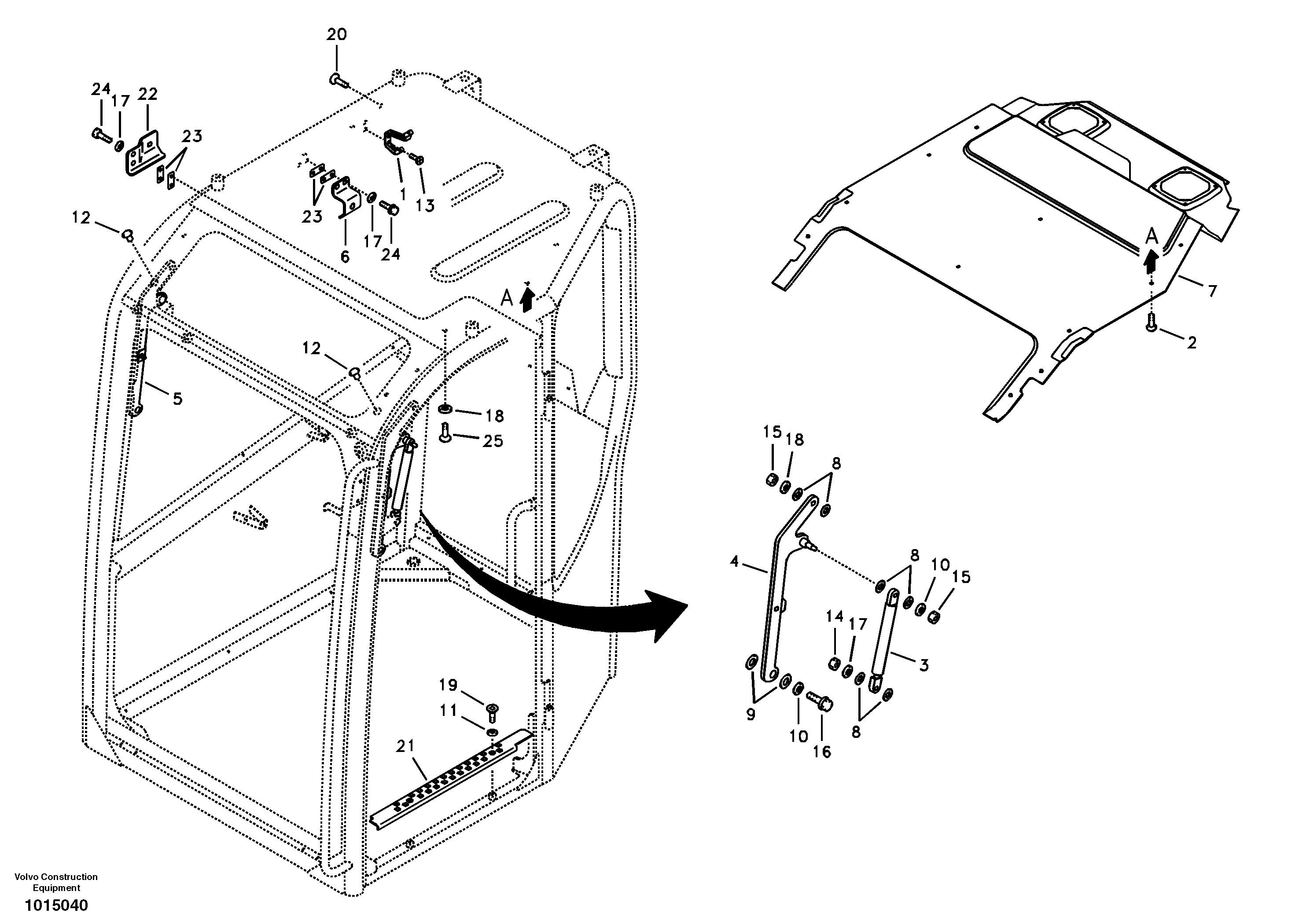 Схема запчастей Volvo ECR58 - 28821 Operators cab 