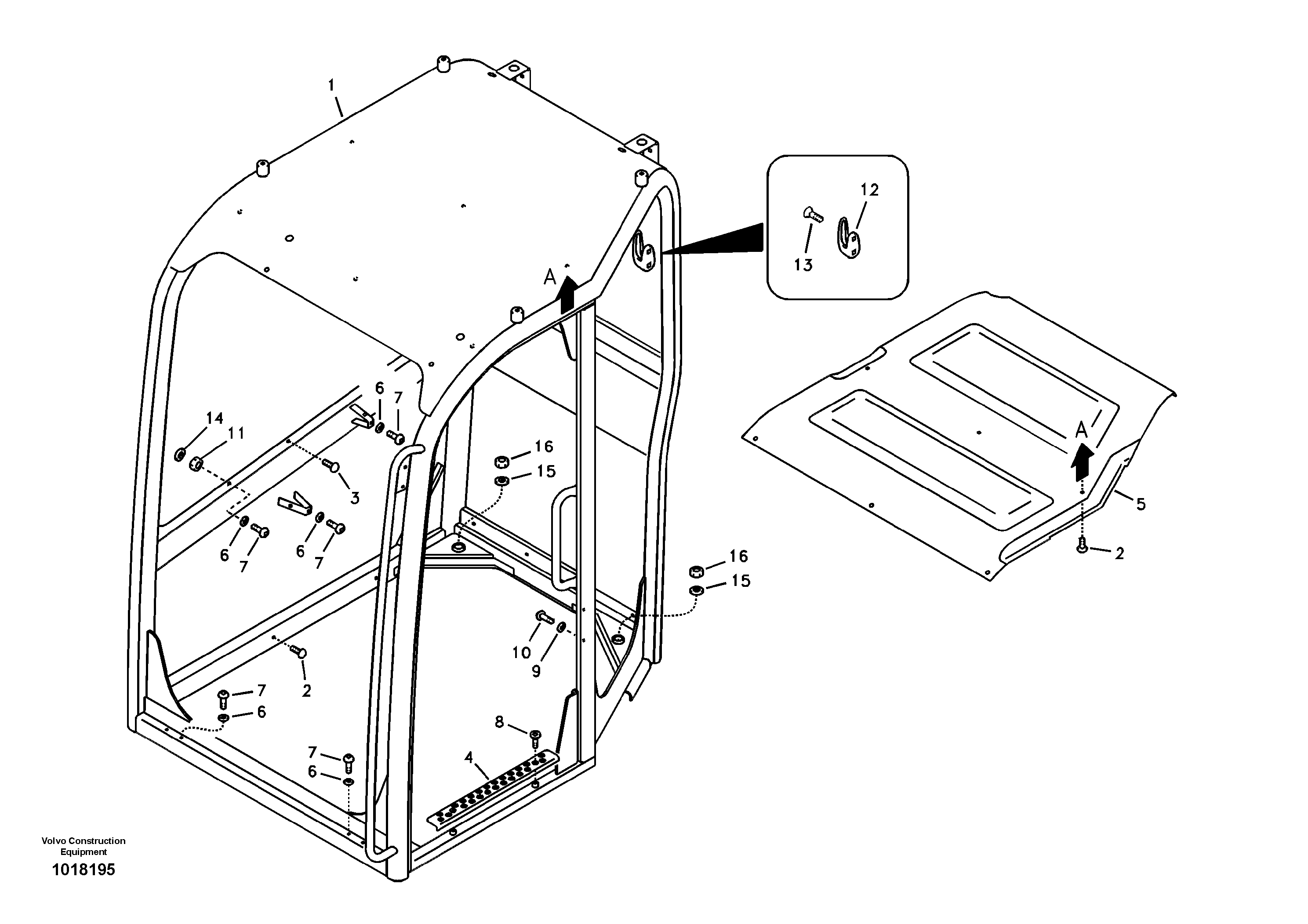 Схема запчастей Volvo ECR58 - 34279 Cab mount 