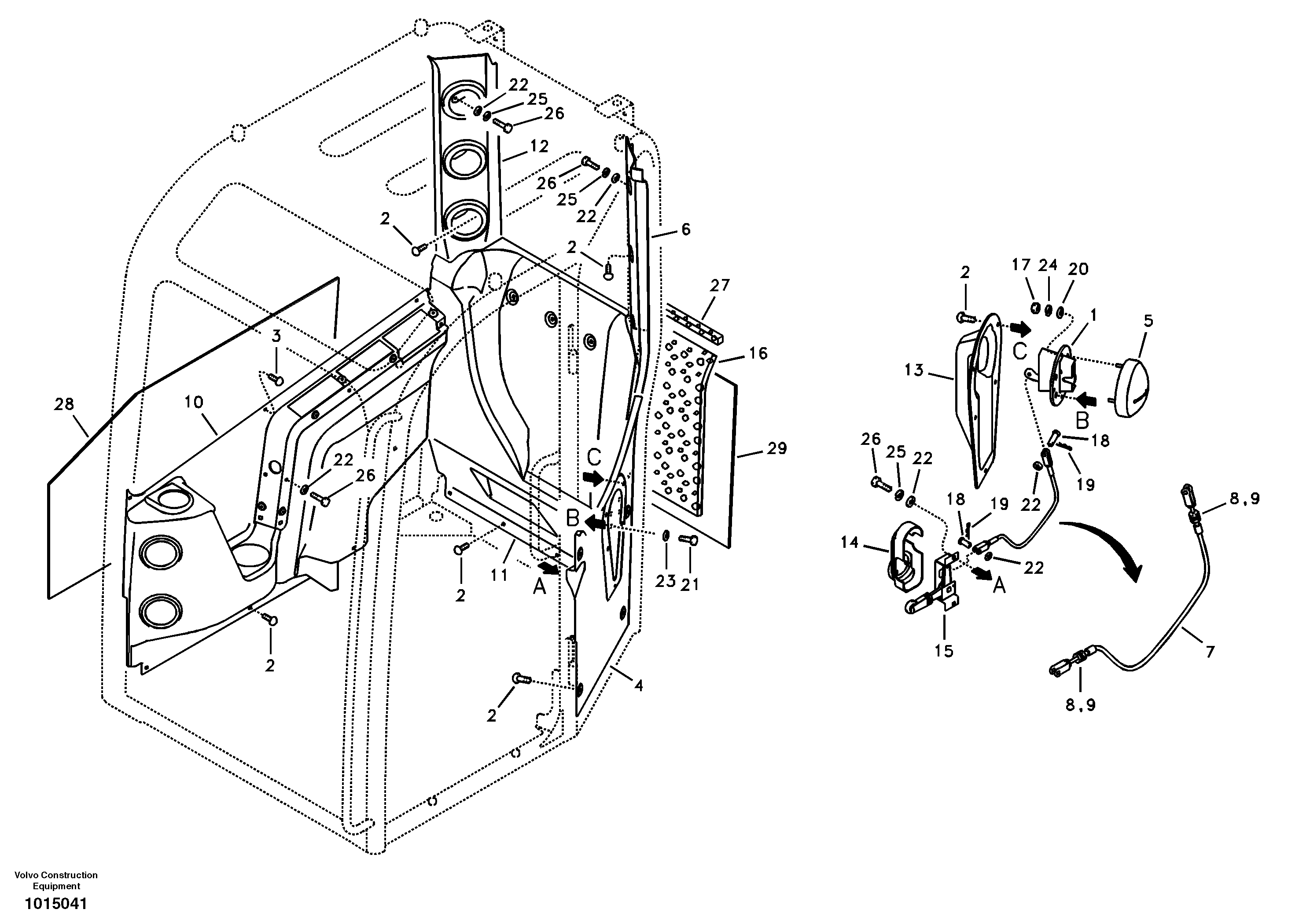 Схема запчастей Volvo ECR58 - 76588 Operators cab 