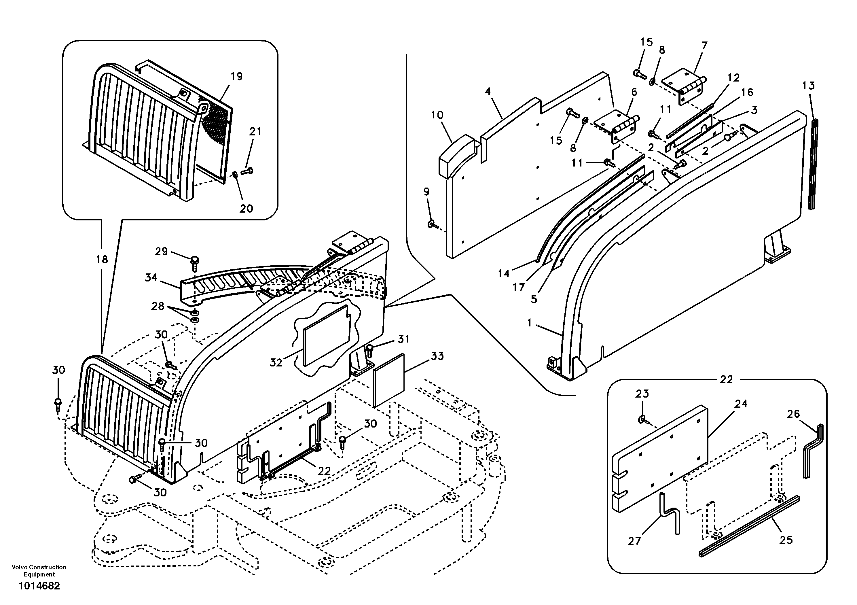 Схема запчастей Volvo ECR58 - 72242 Cowl frame 