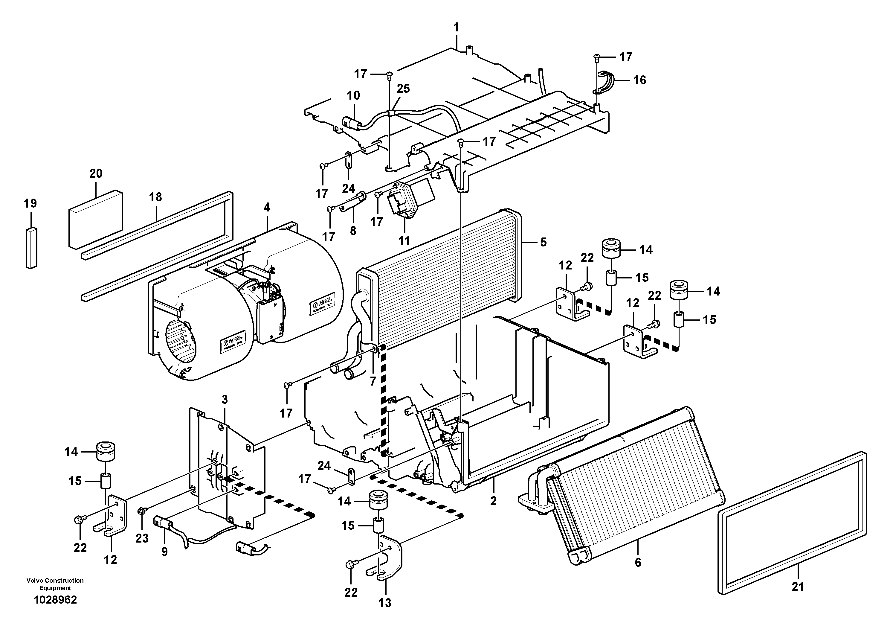 Схема запчастей Volvo ECR58 - 78742 Air conditioning unit, cooling and heater 