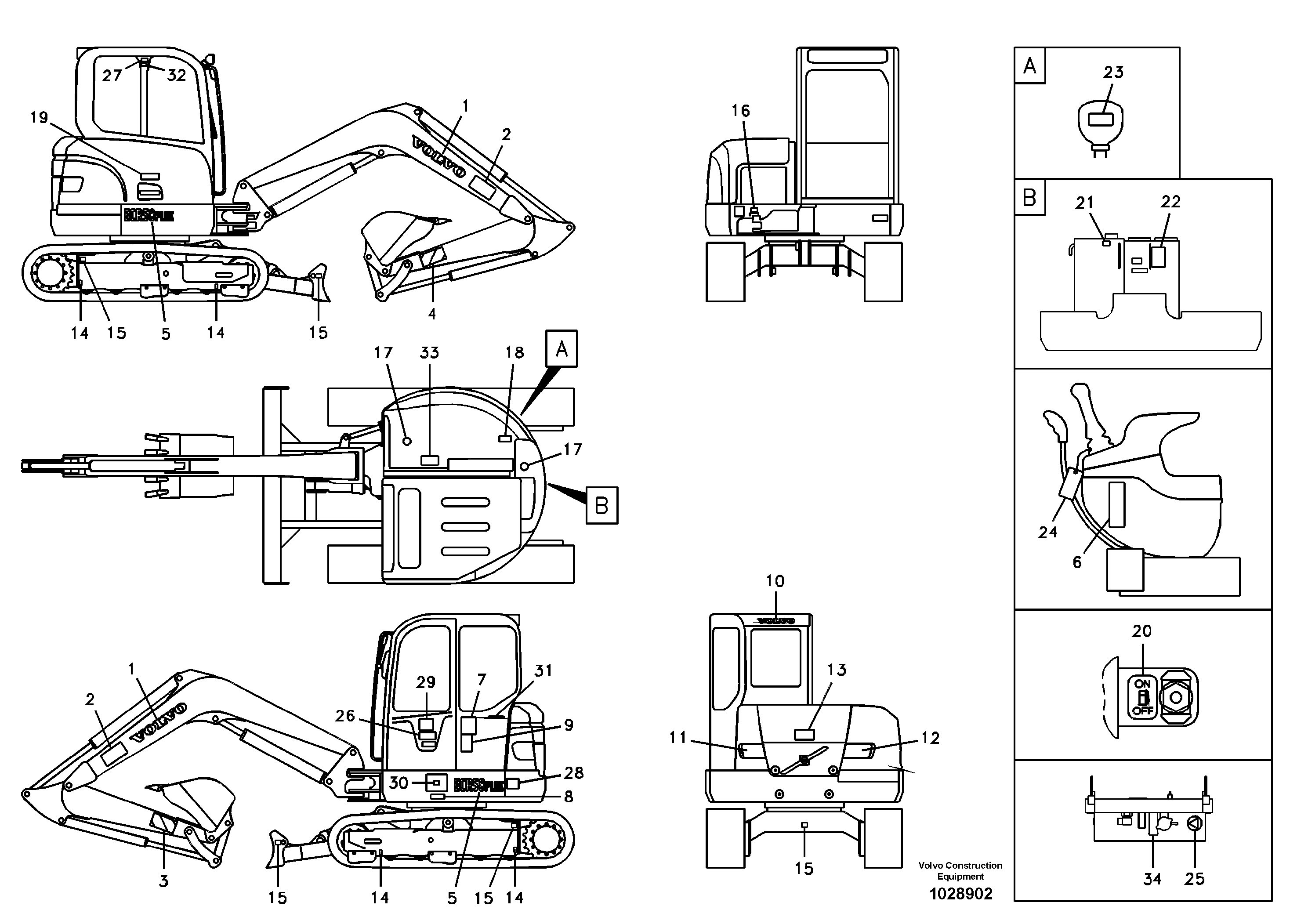 Схема запчастей Volvo ECR58 - 75812 Decals 